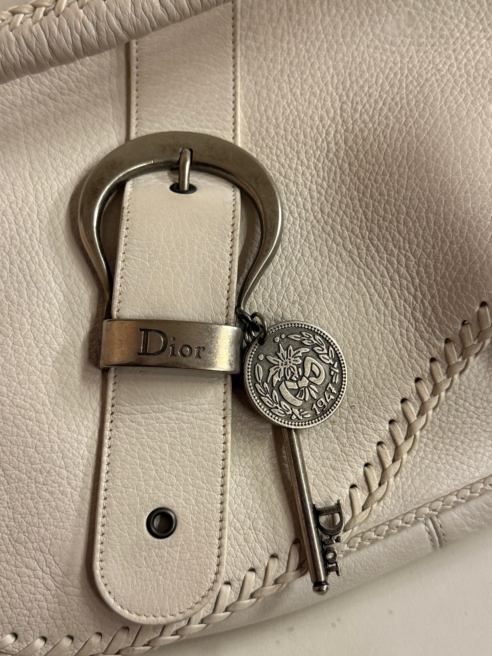 2006 Christian Dior Gaucho leather bag in white
