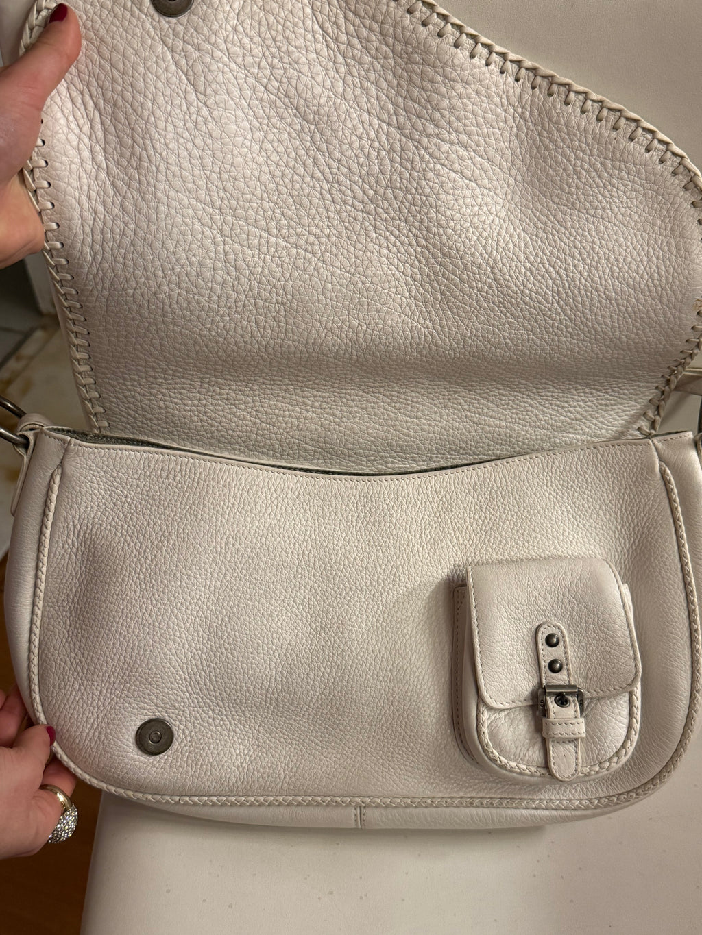 2006 Christian Dior Gaucho leather bag in white