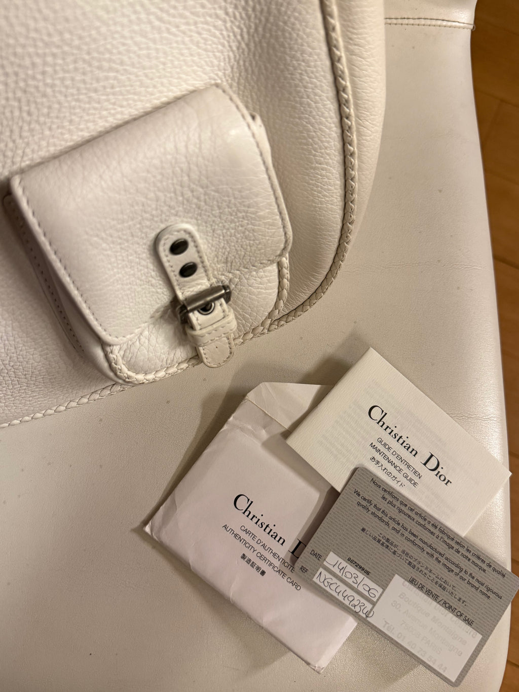 2006 Christian Dior Gaucho leather bag in white