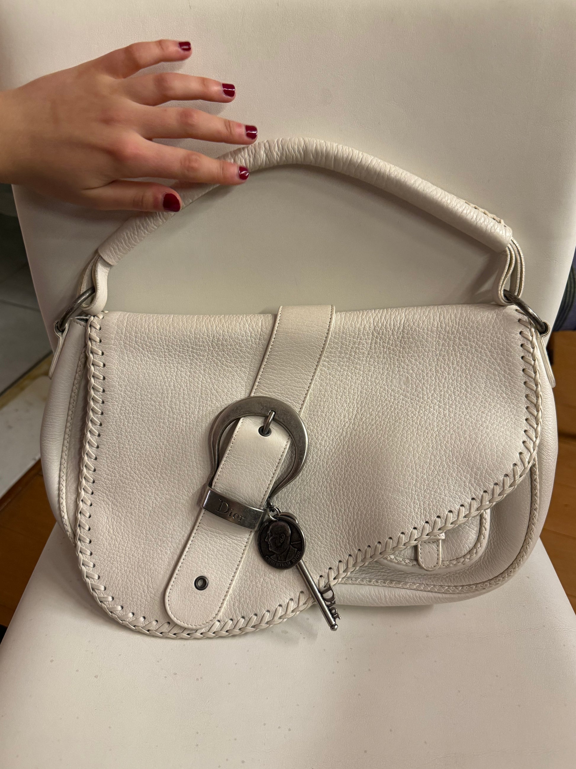 2006 Christian Dior Gaucho leather bag in white