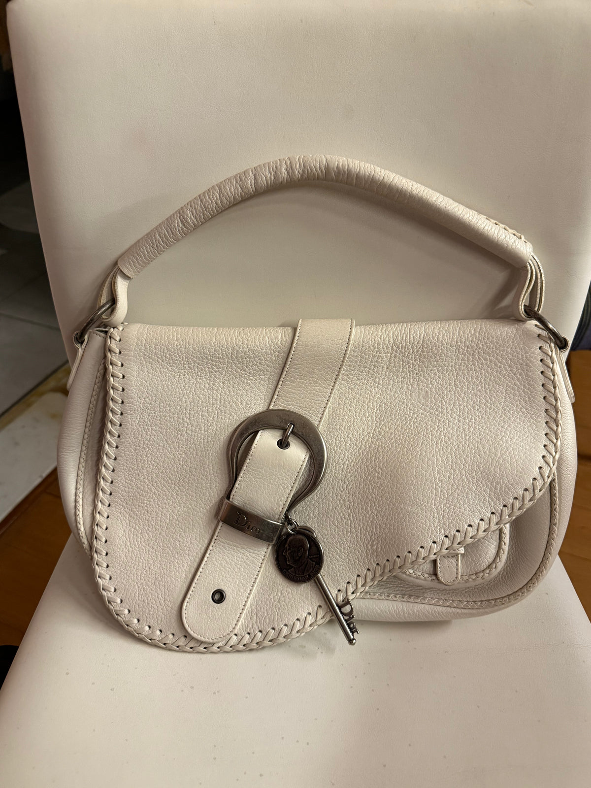 2006 Christian Dior Gaucho leather bag in white