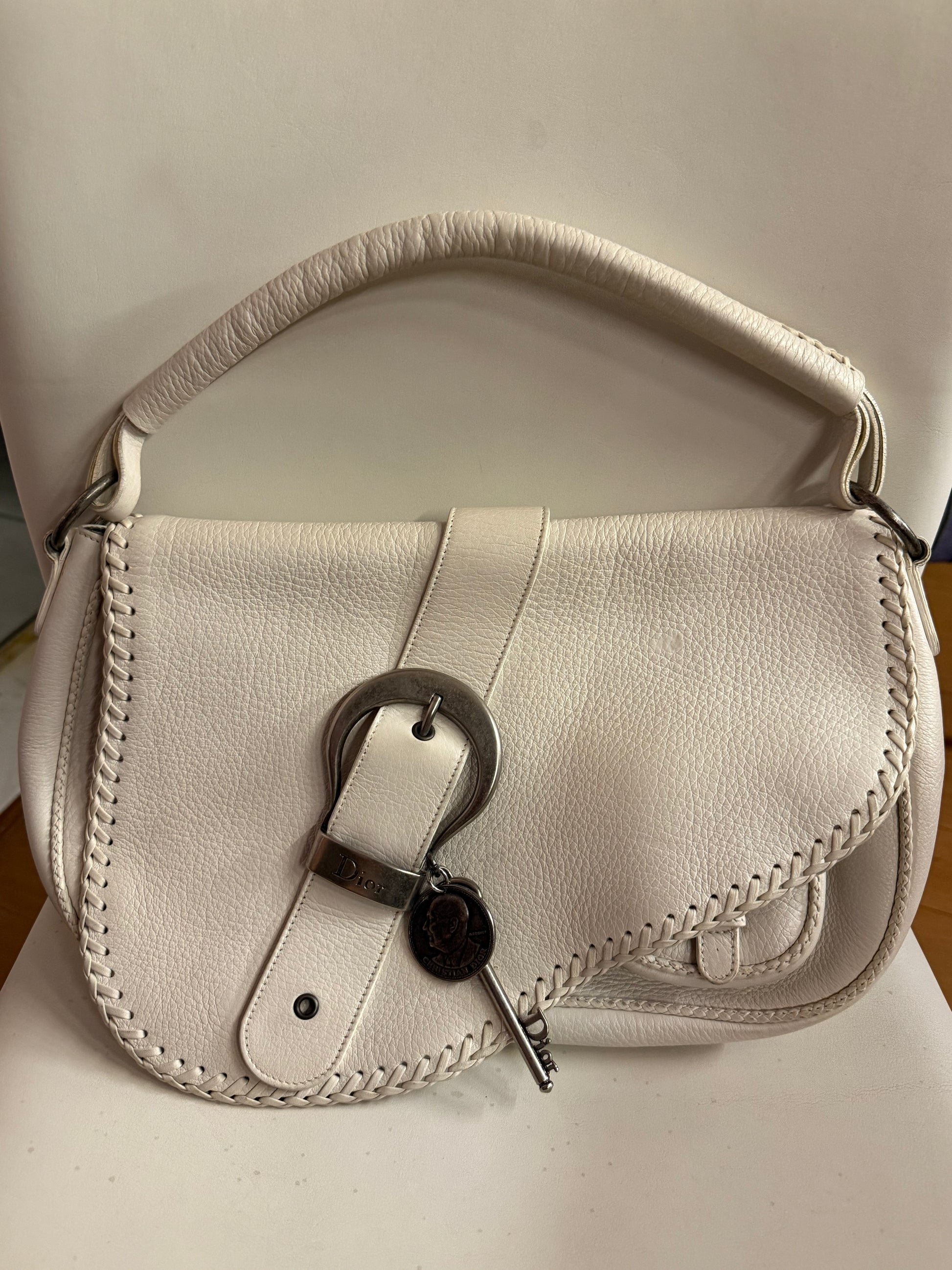 2006 Christian Dior Gaucho leather bag in white