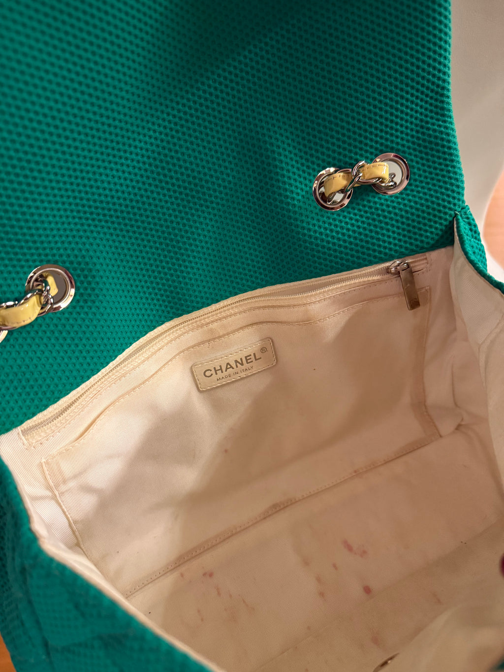 2009-2010 Medium Green Chanel cloth flap bag