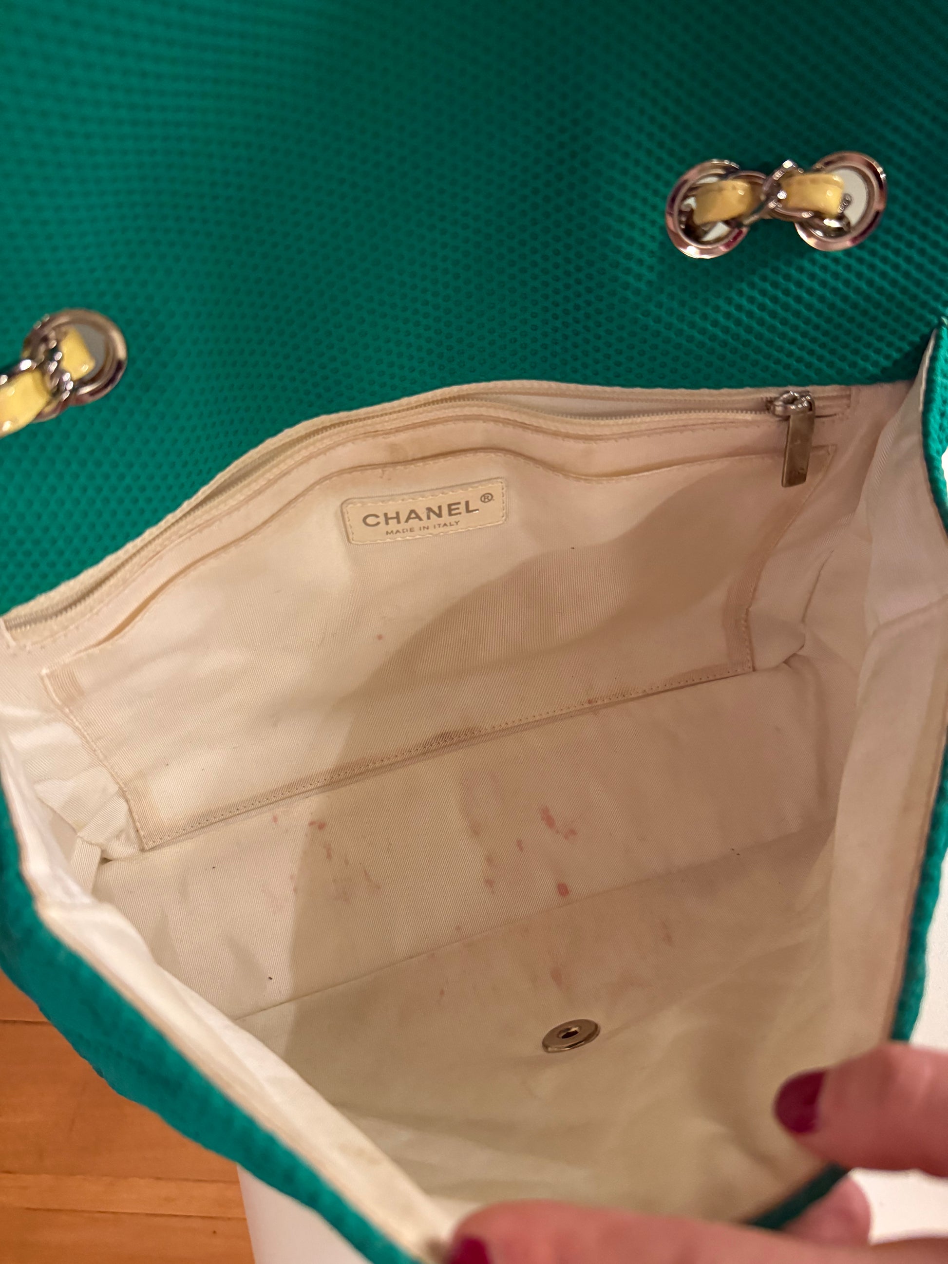 2009-2010 Medium Green Chanel cloth flap bag