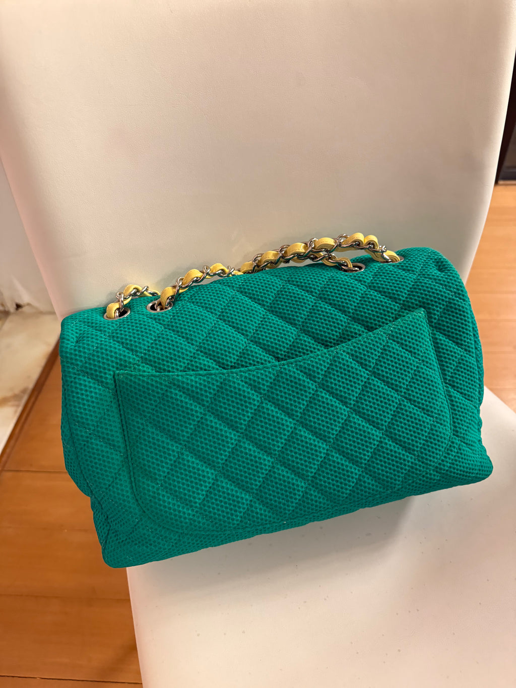 2009-2010 Medium Green Chanel cloth flap bag