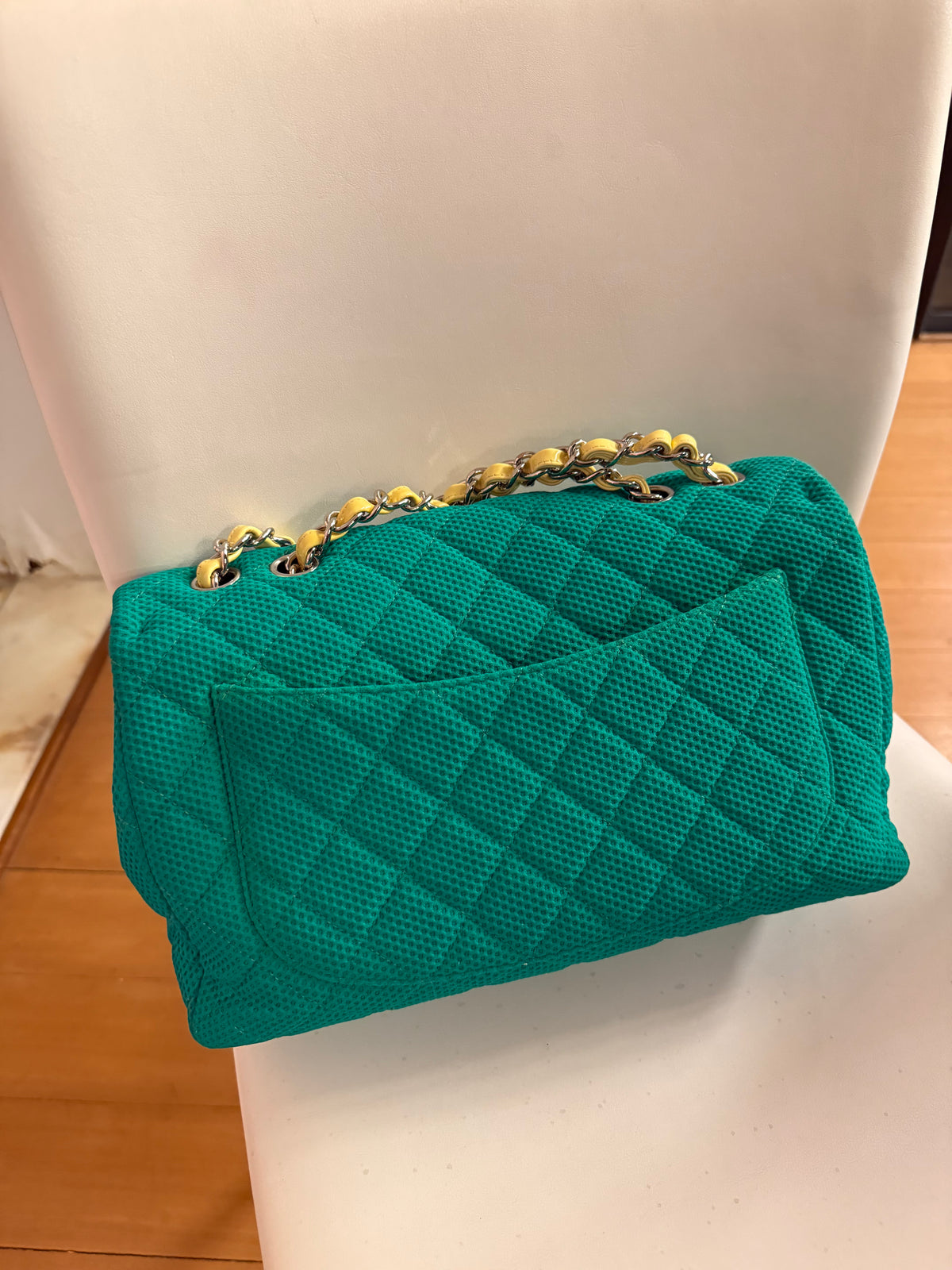 2009-2010 Medium Green Chanel cloth flap bag