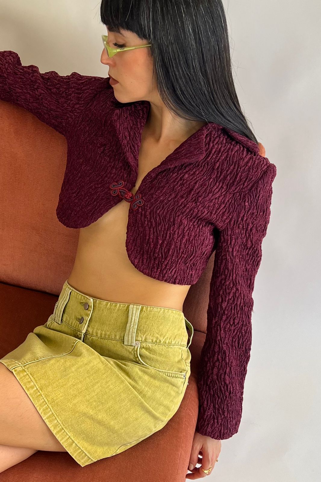 Vintage cropped velve blazer