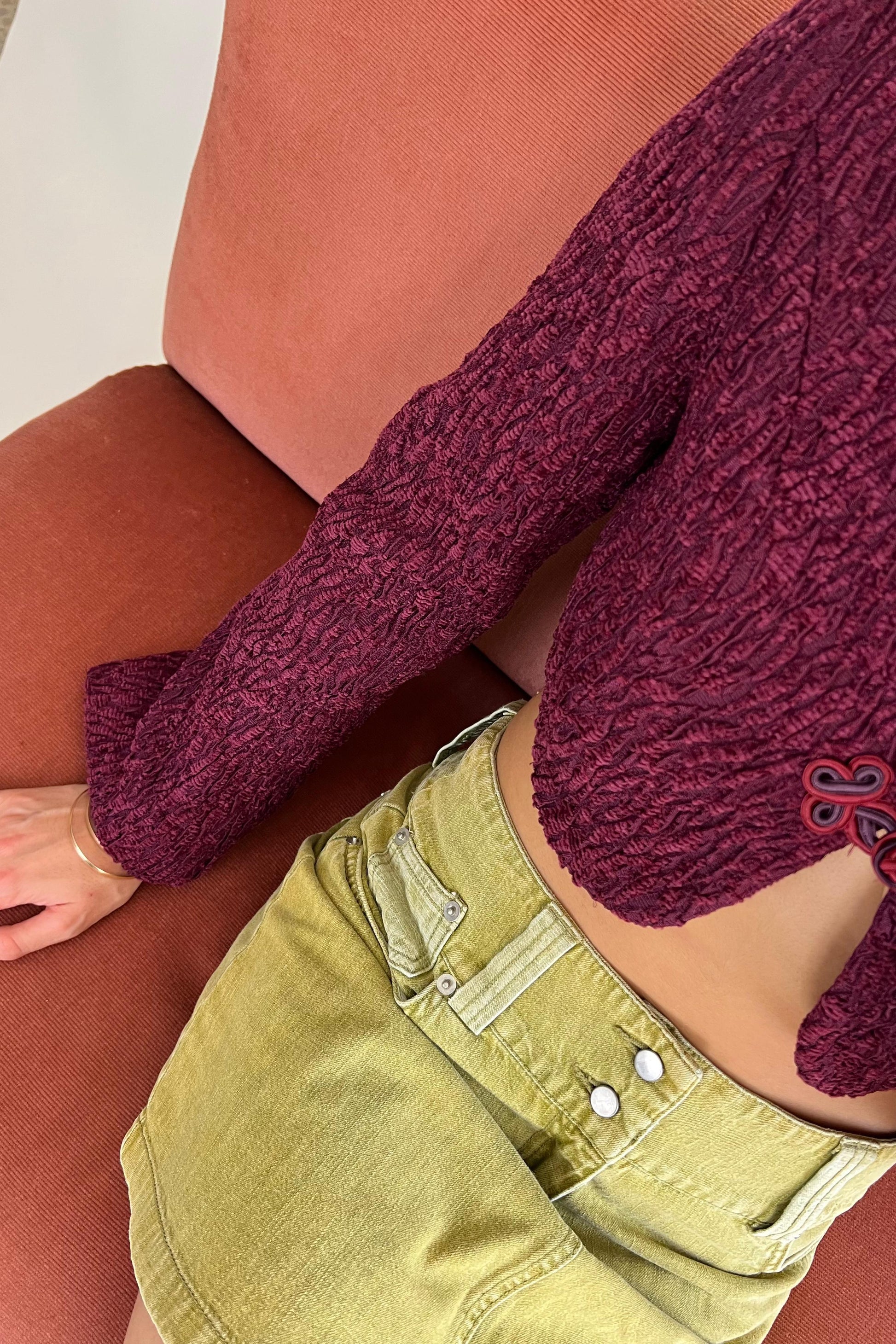 Nothing Else Olive Green Denim Skirt