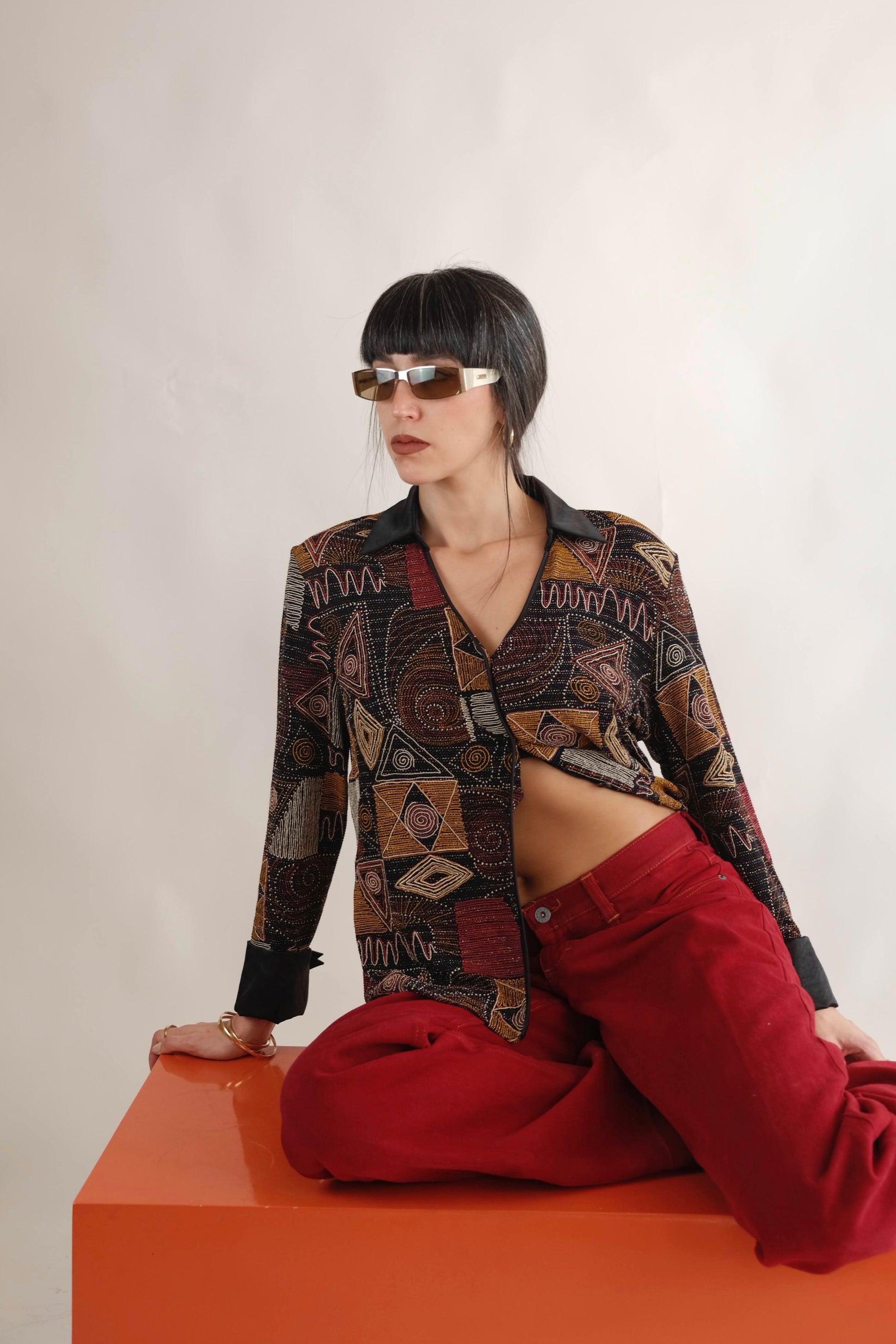 Metallic pattern vintage shirt