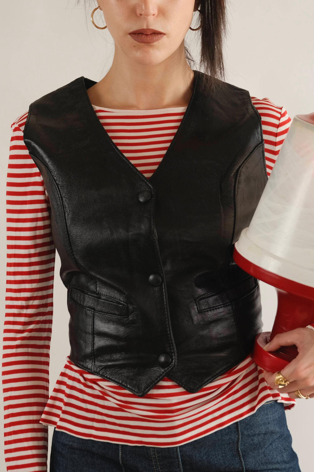 Max Mara classic white and red striped top