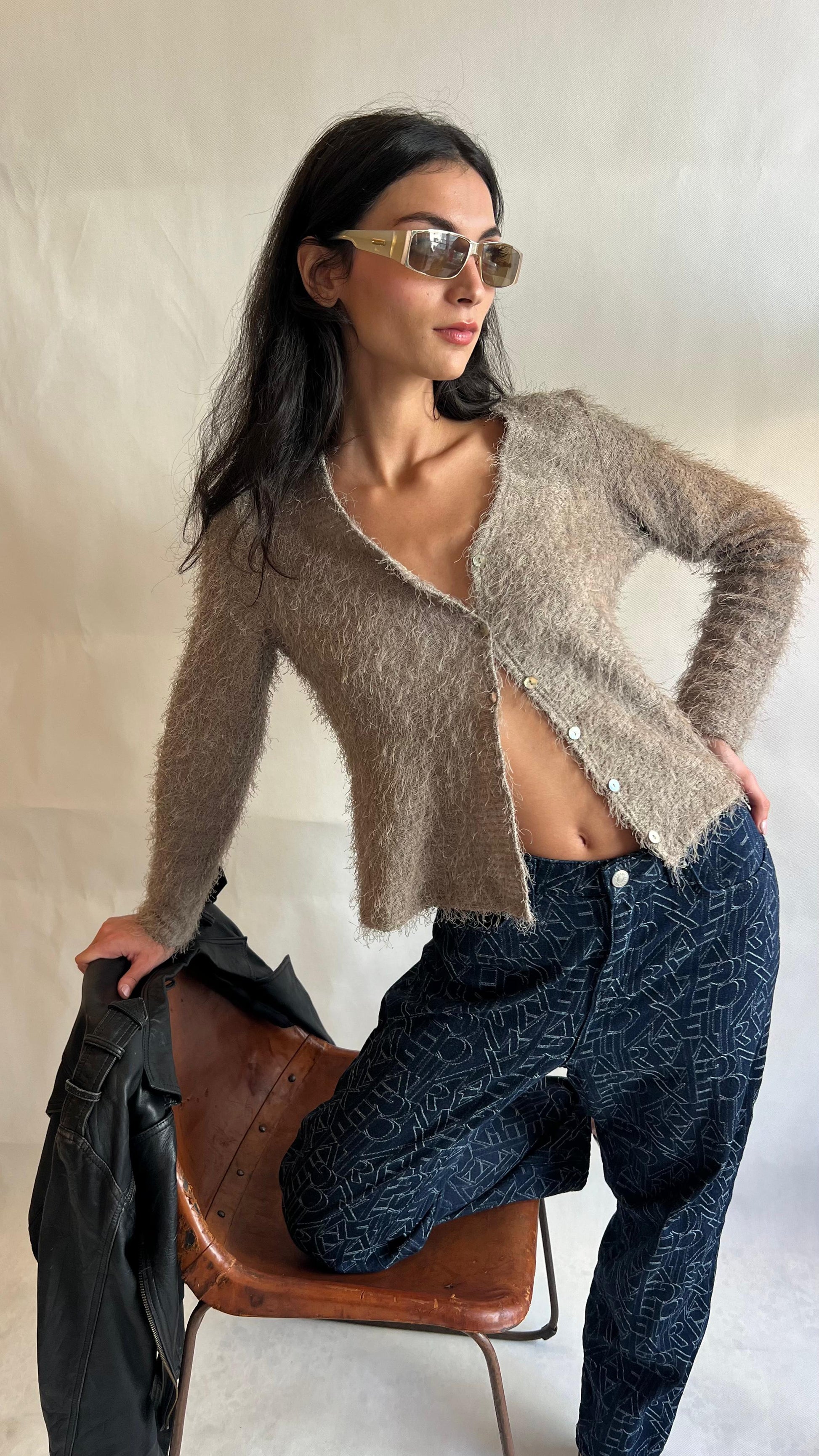 Y2k fuzzy cardigan