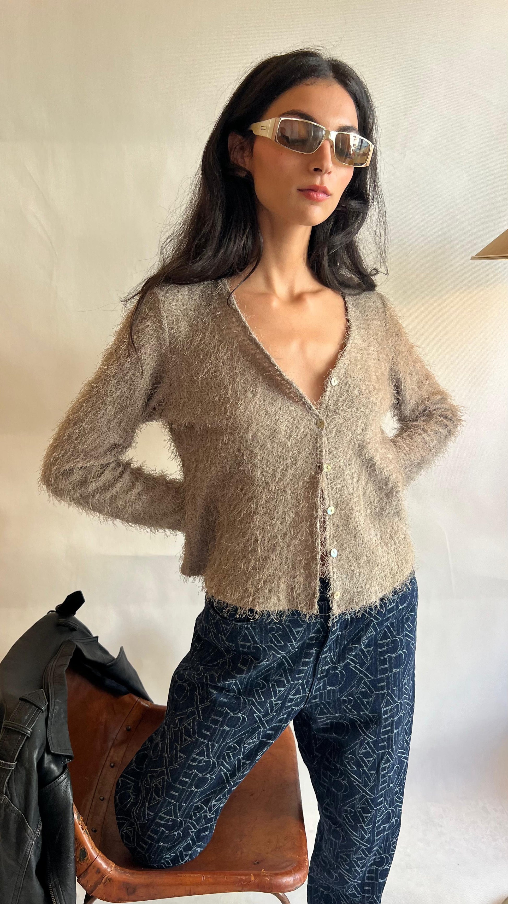 Y2k fuzzy cardigan