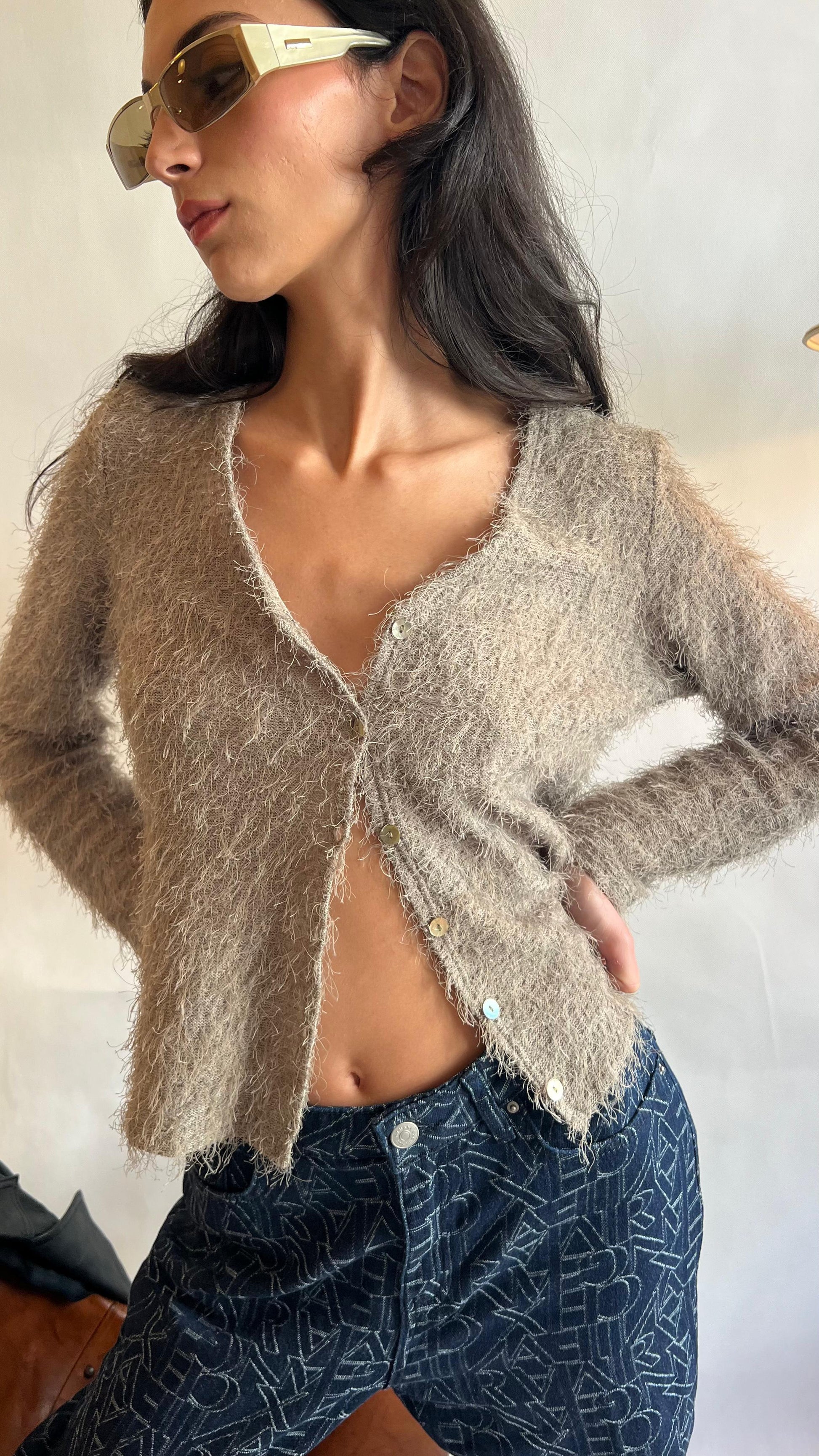 Y2k fuzzy cardigan