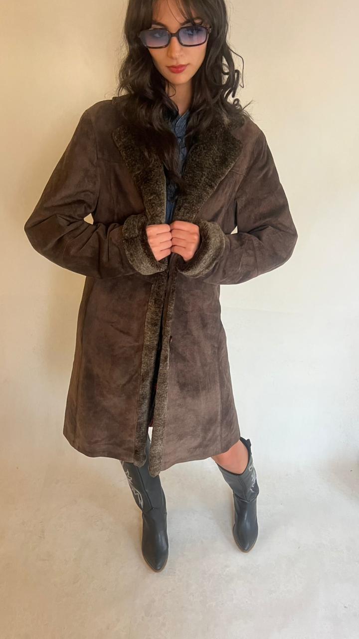 Y2K suede and fur coat