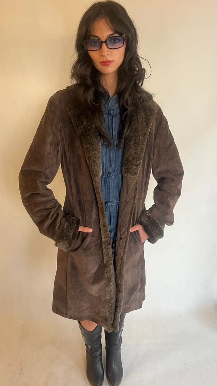 Y2K suede and fur coat