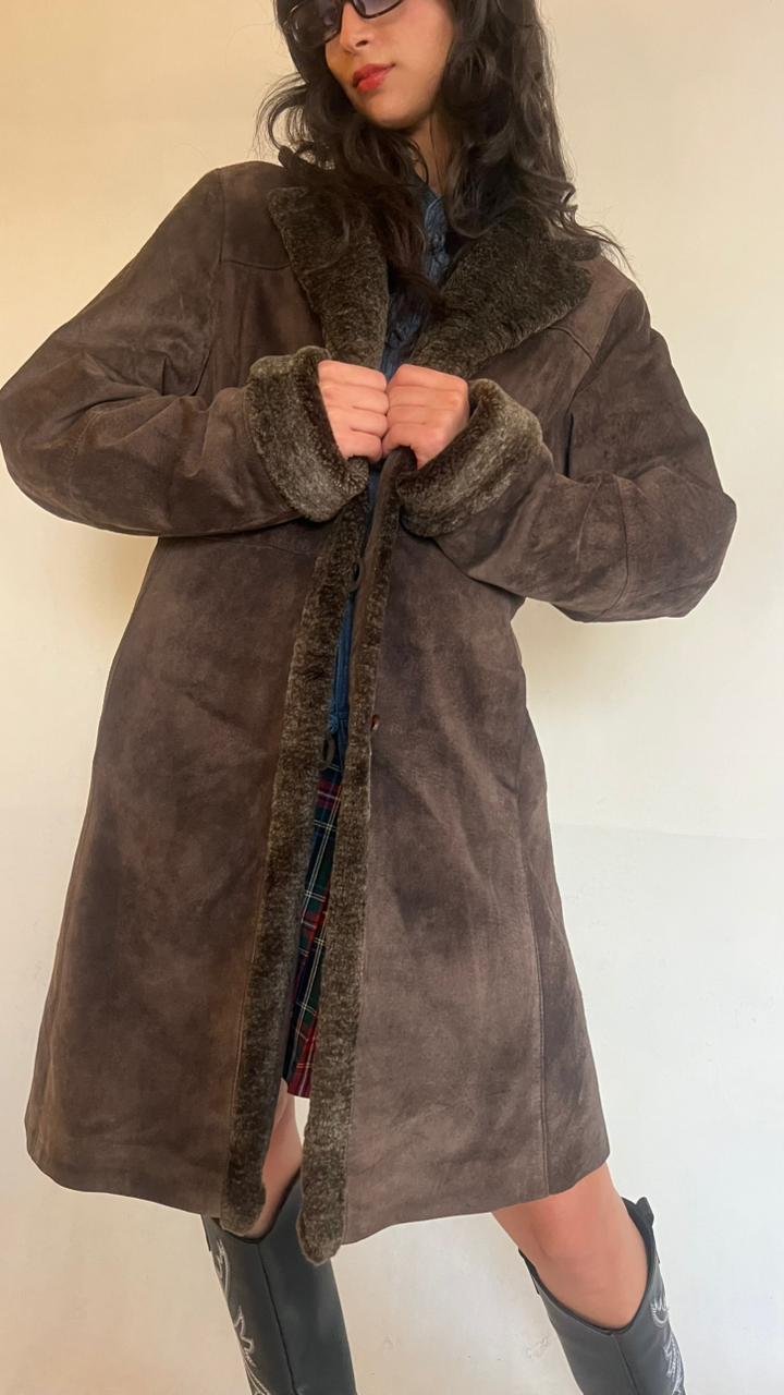 Y2K suede and fur coat