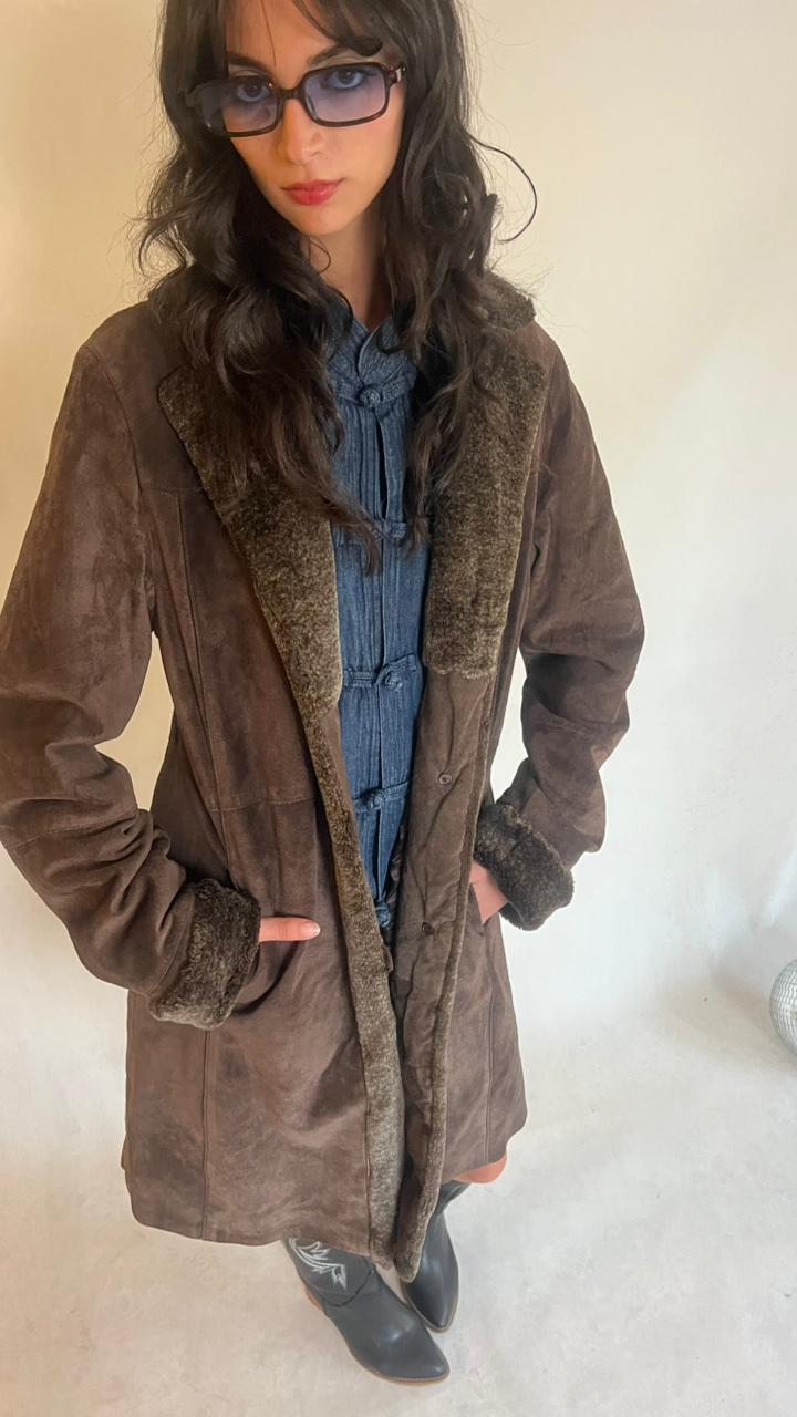 Y2K suede and fur coat