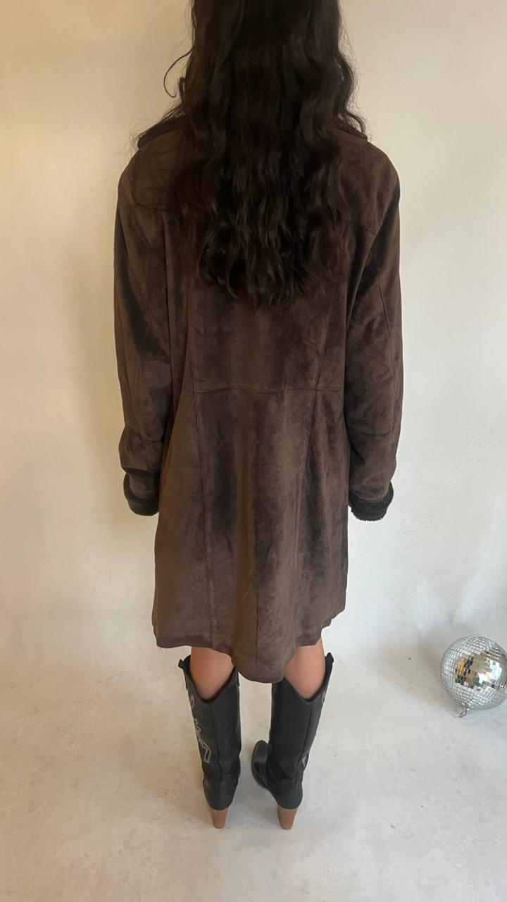 Y2K suede and fur coat