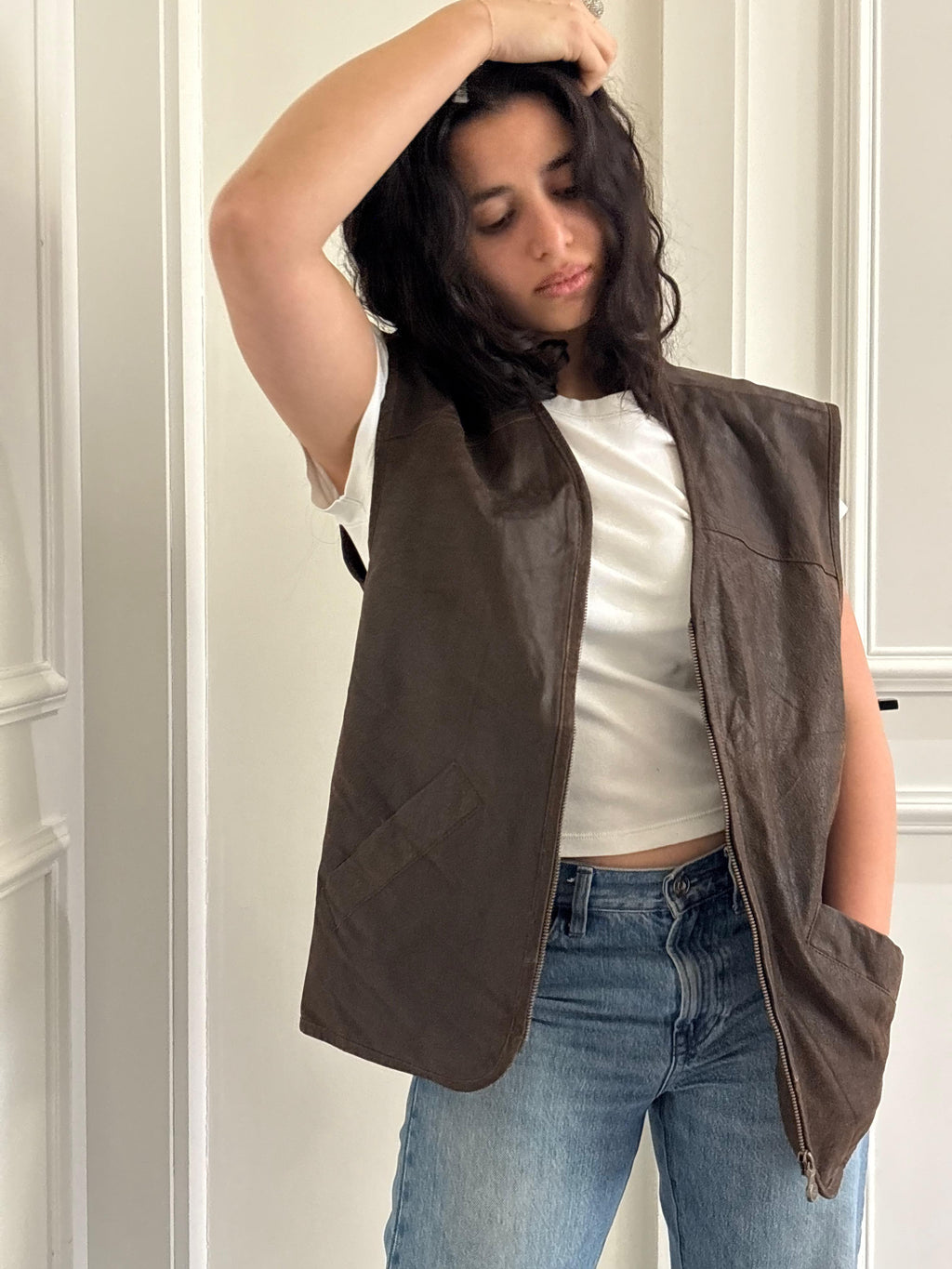 Vintage Brown Leather Vest