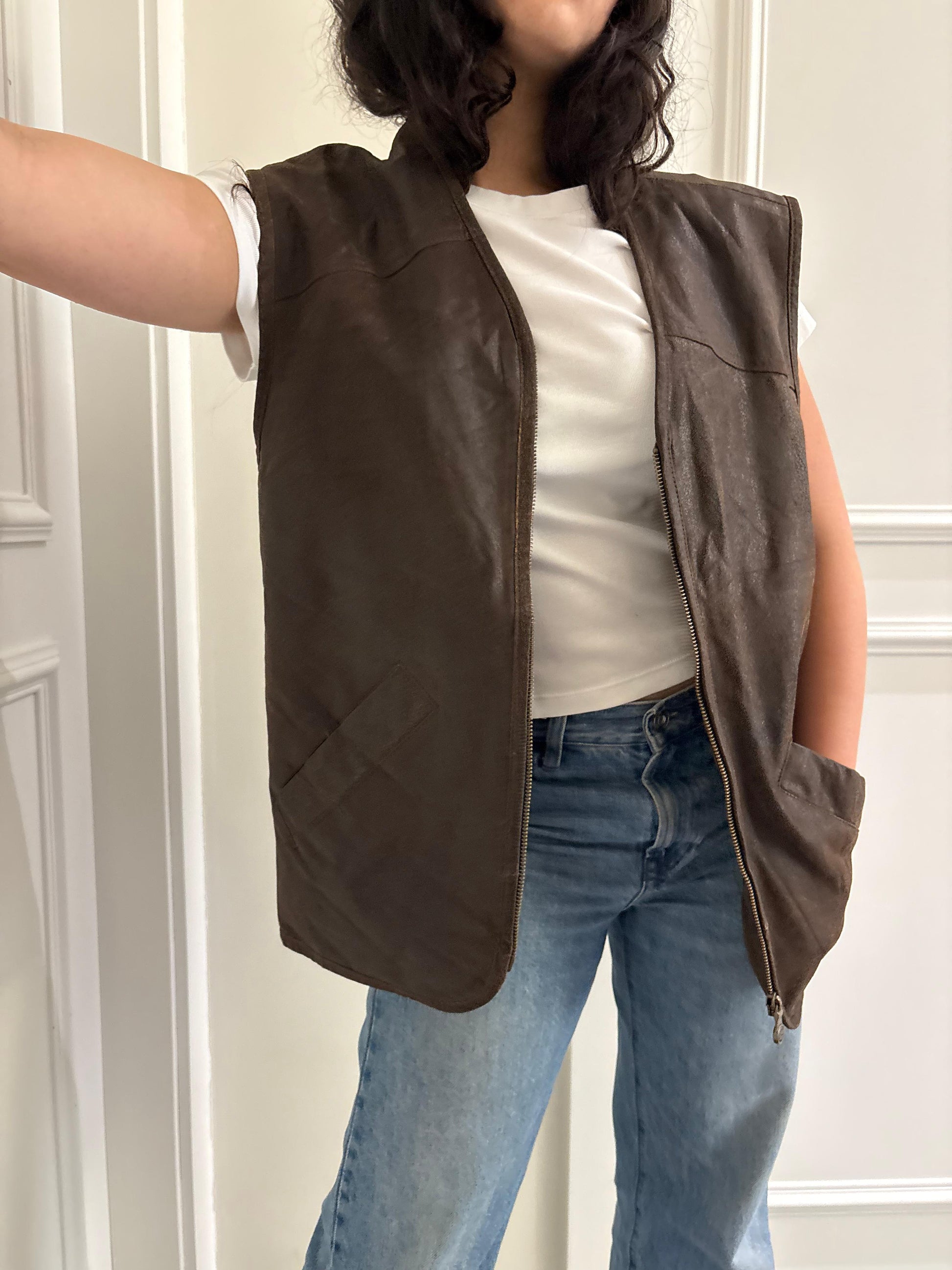 Vintage Brown Leather Vest