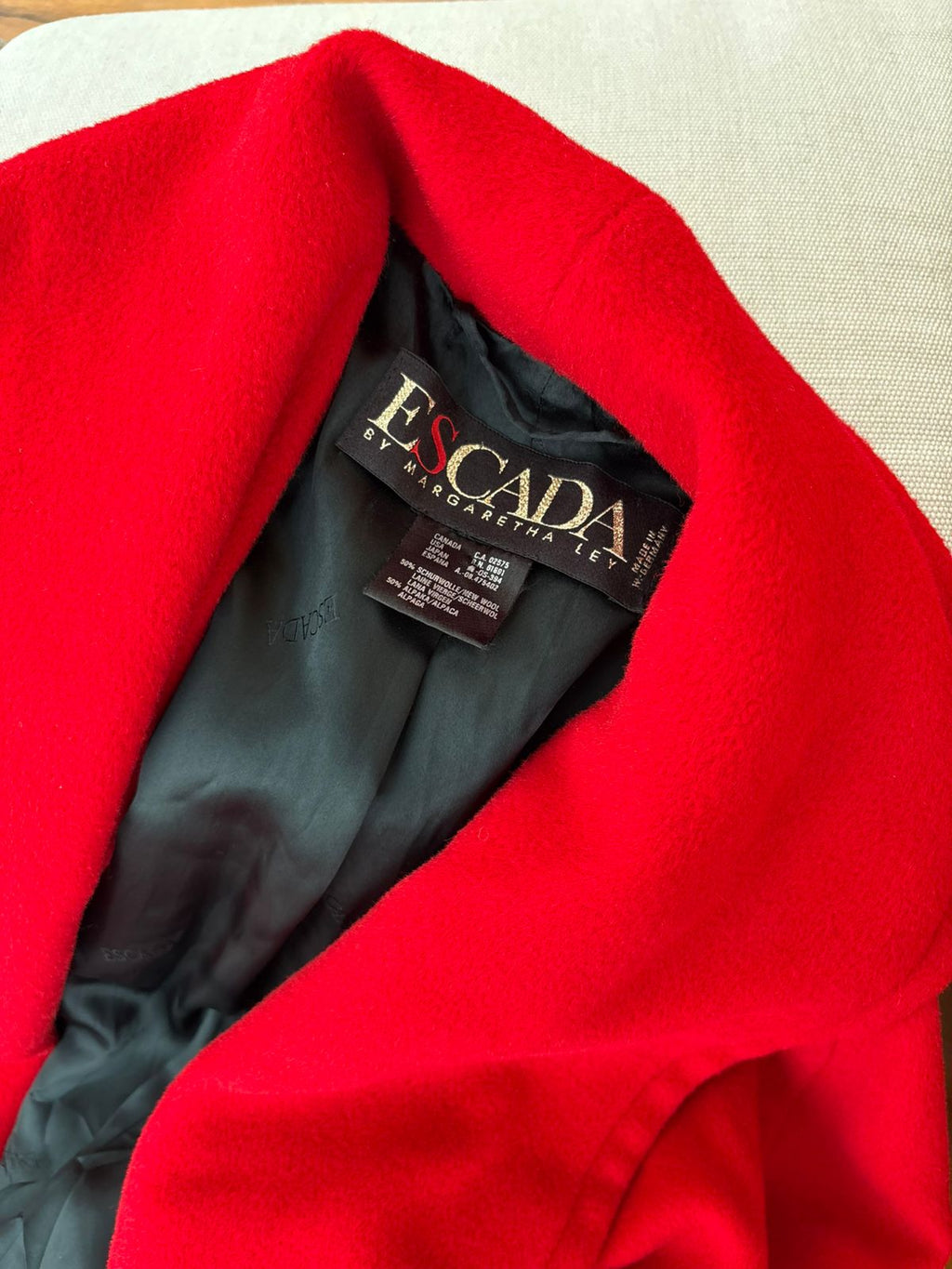 Rintage Red Escada Wool Coat
