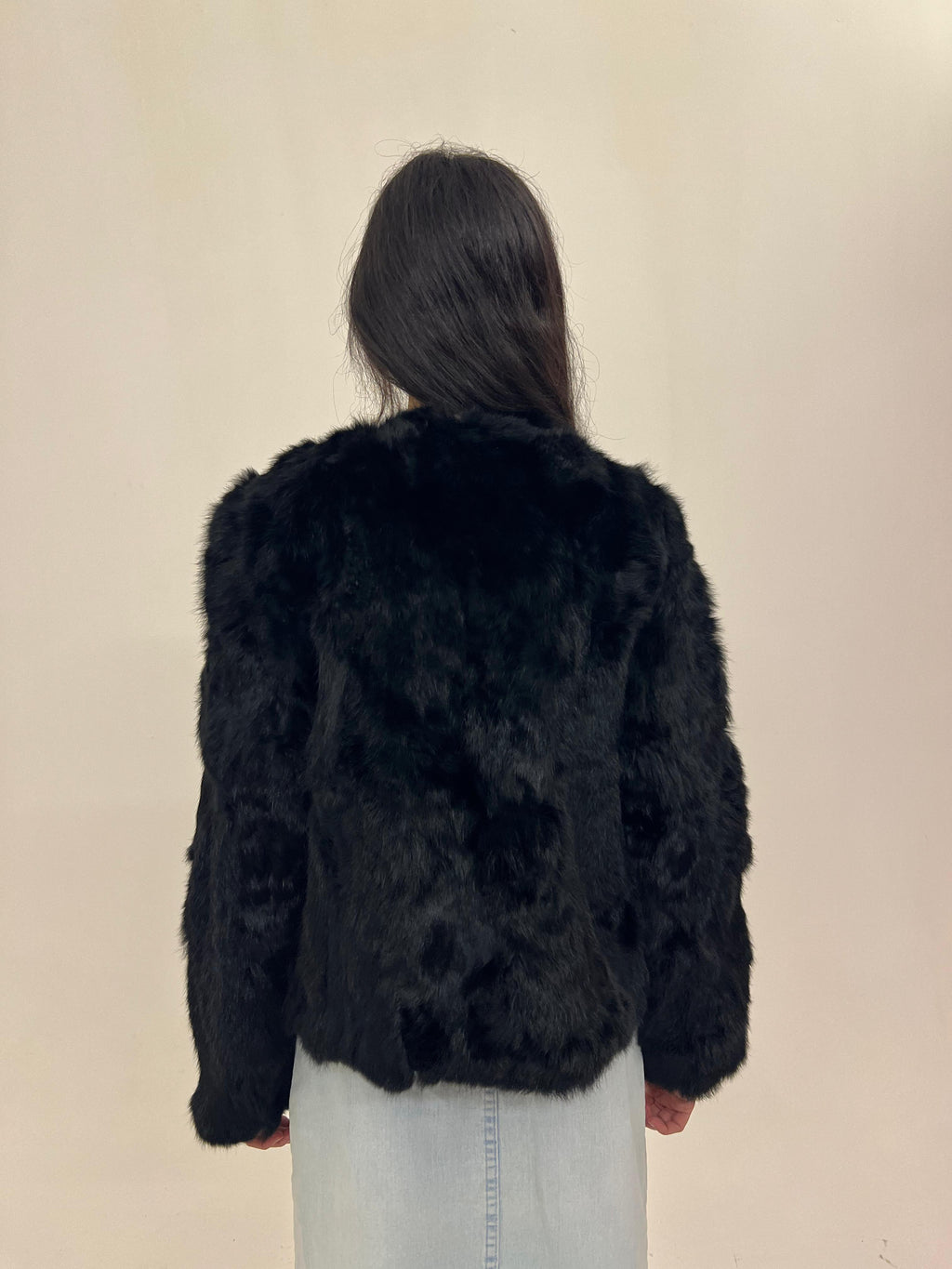 Vintage rabbit fur jacket in black
