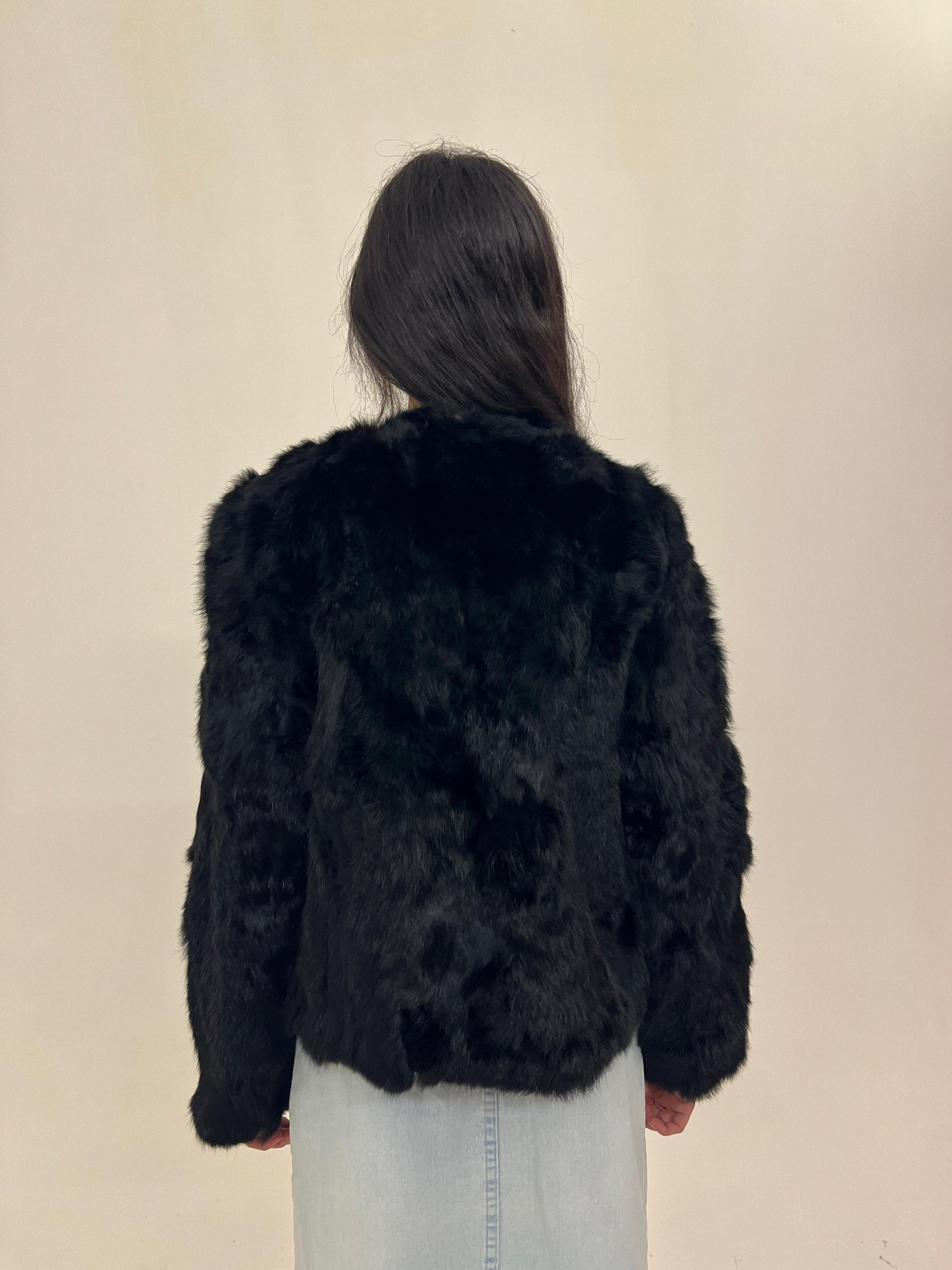 Vintage rabbit fur jacket in black