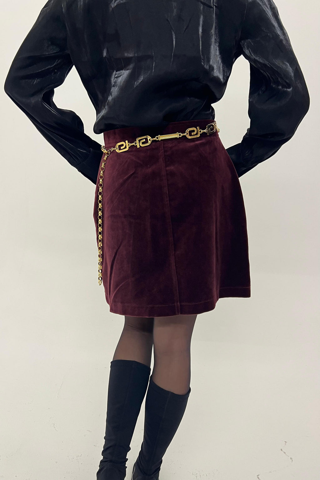 Vintage burgundy velvet skirt