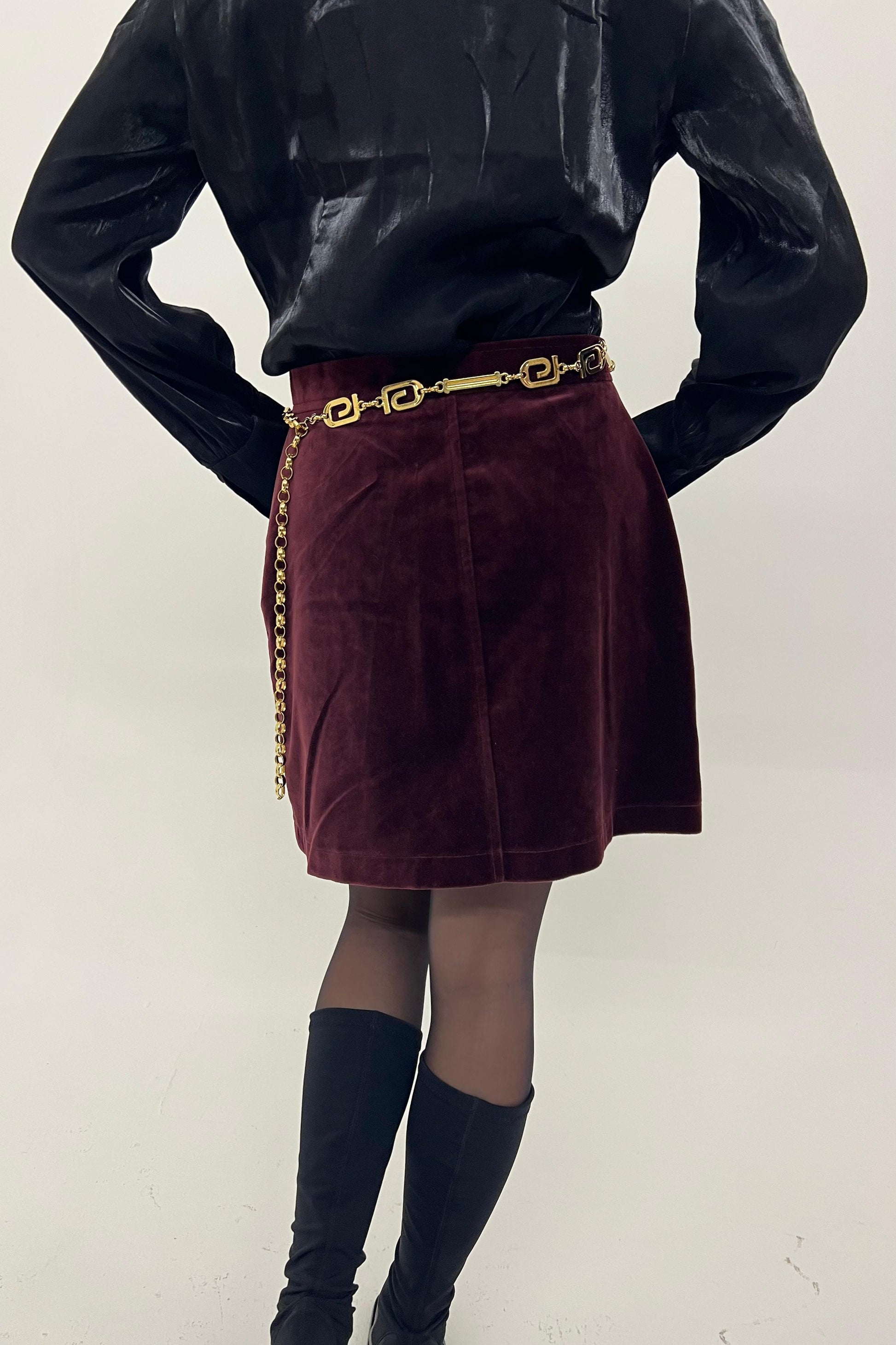 Vintage burgundy velvet skirt