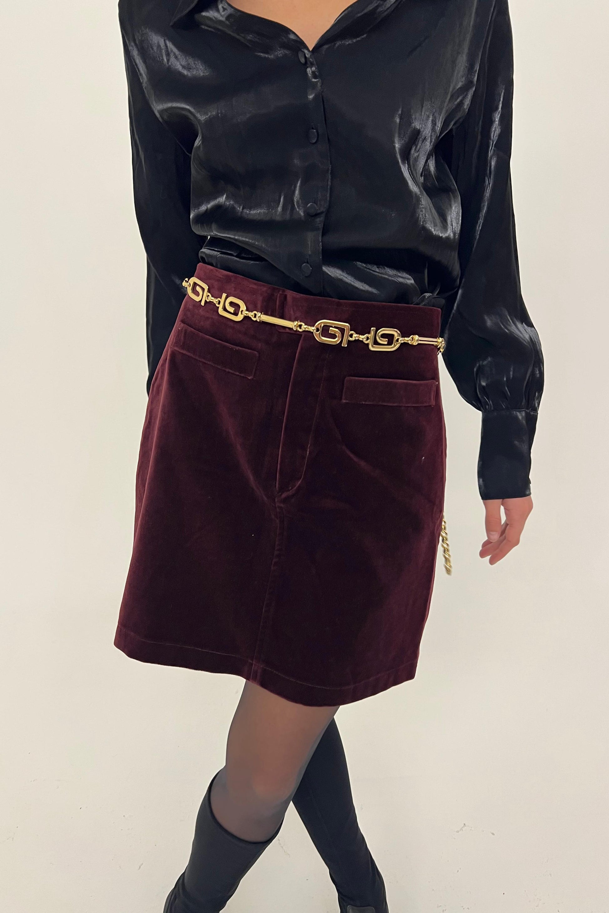Vintage burgundy velvet skirt