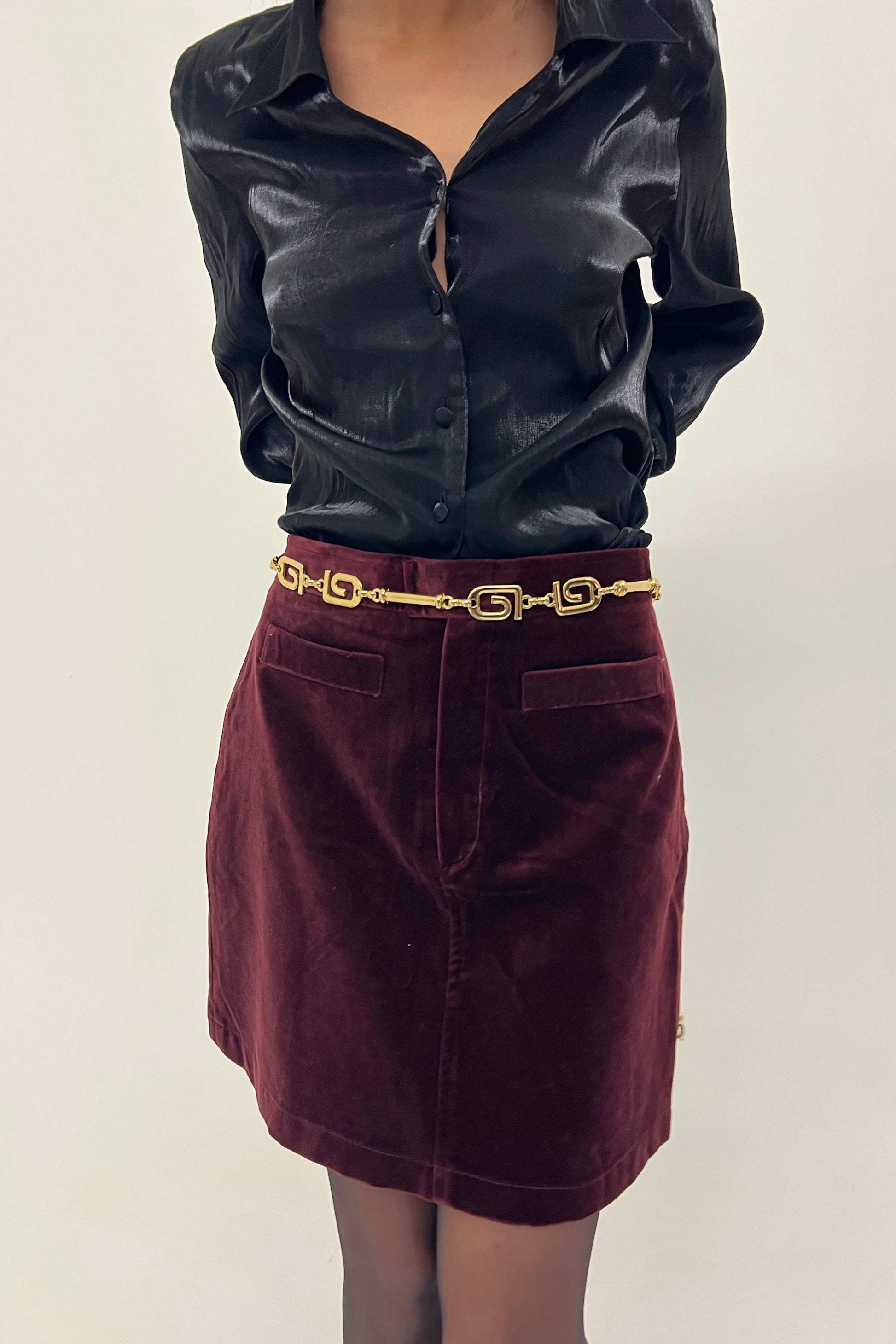 Vintage burgundy velvet skirt