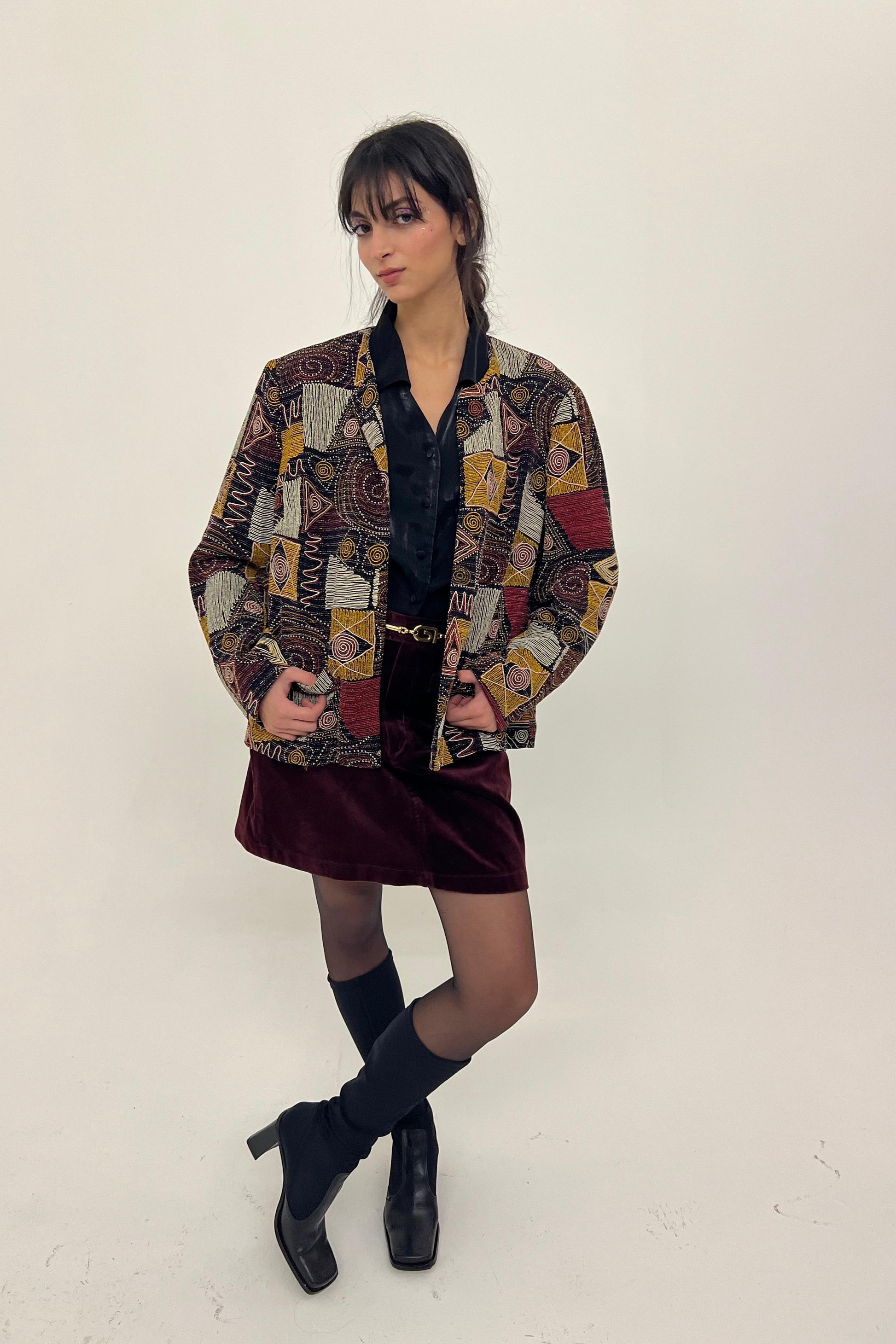 Metallic pattern vintage blazer