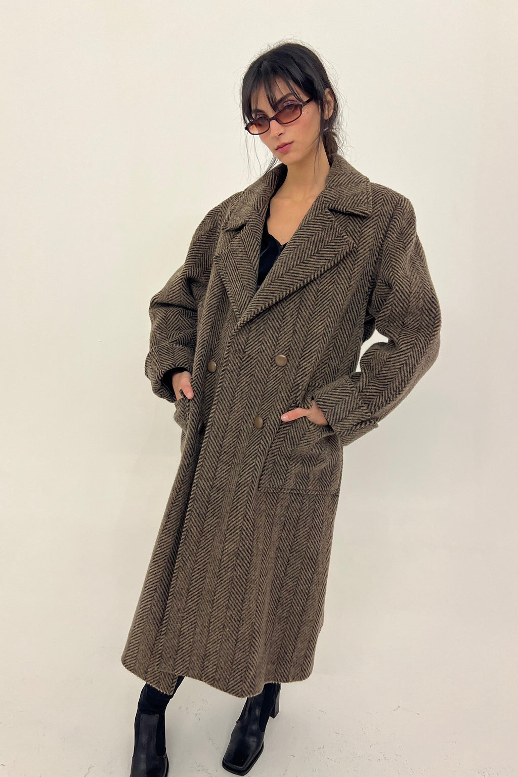 vintage J.S. Claire brown pure wool long coat