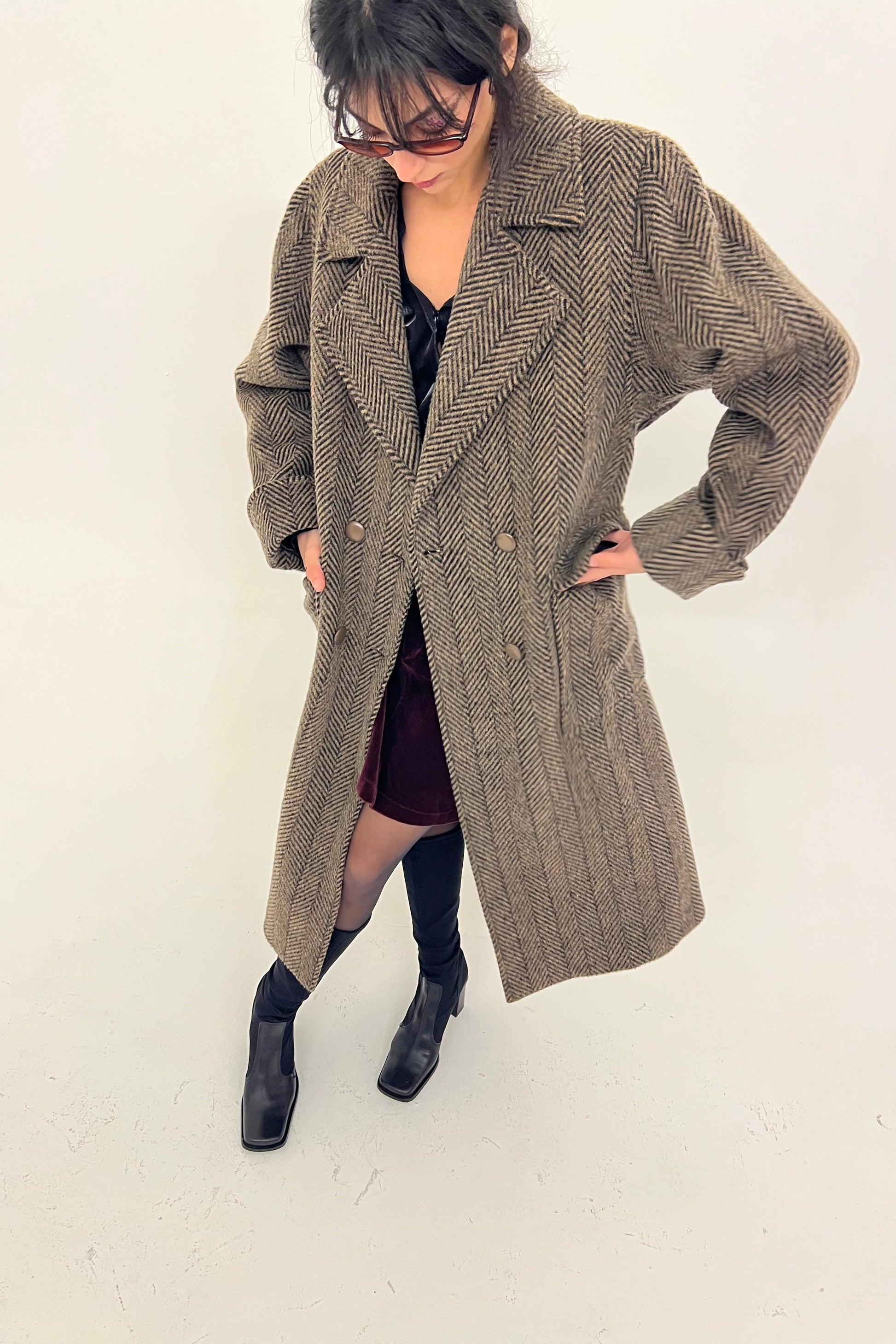 vintage J.S. Claire brown pure wool long coat