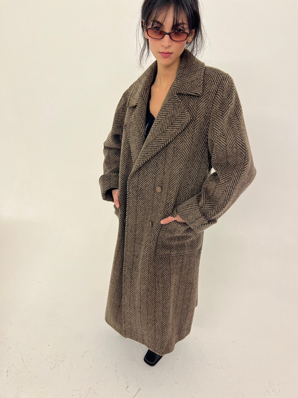 vintage J.S. Claire brown pure wool long coat