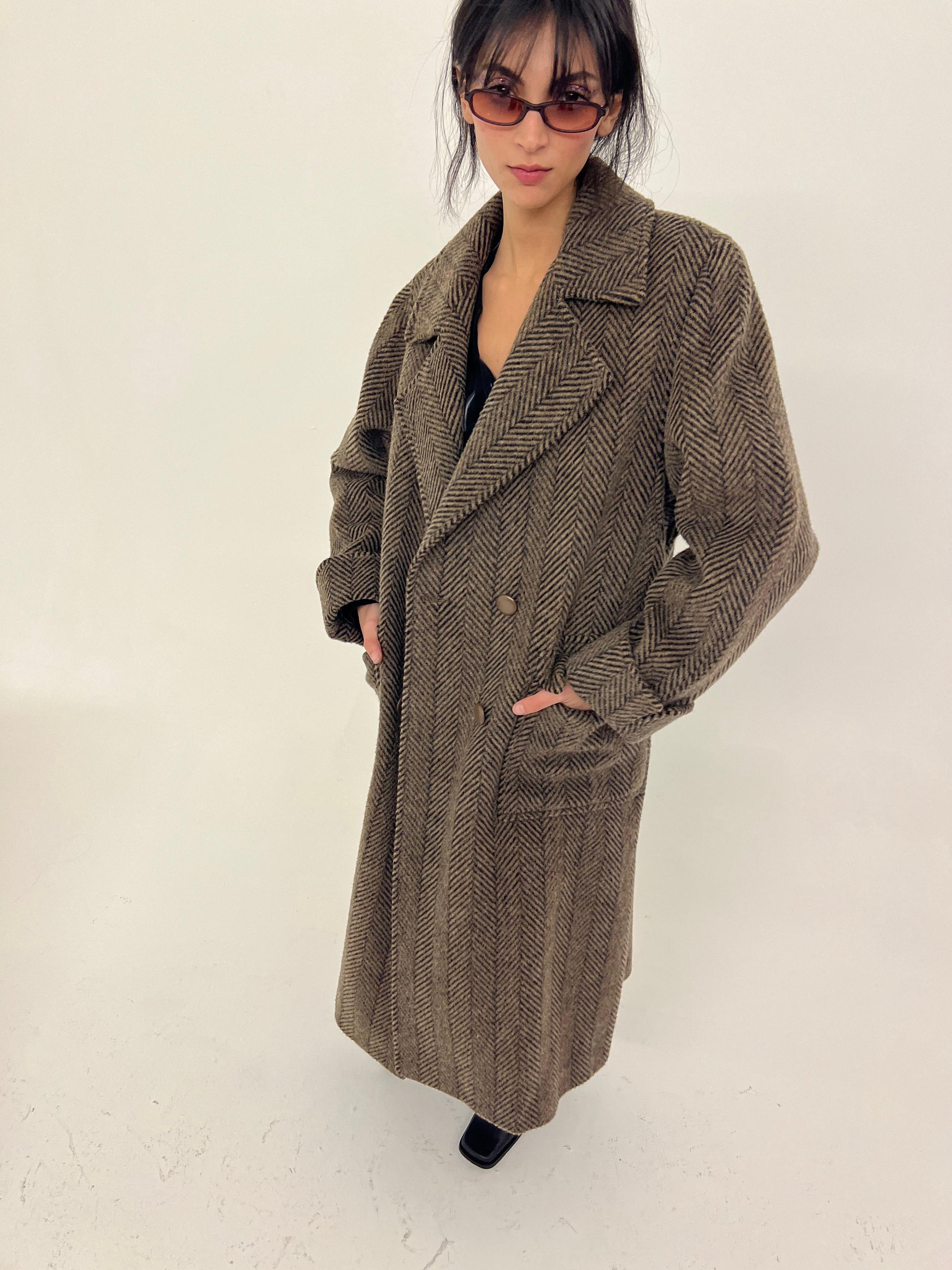 vintage J.S. Claire brown pure wool long coat