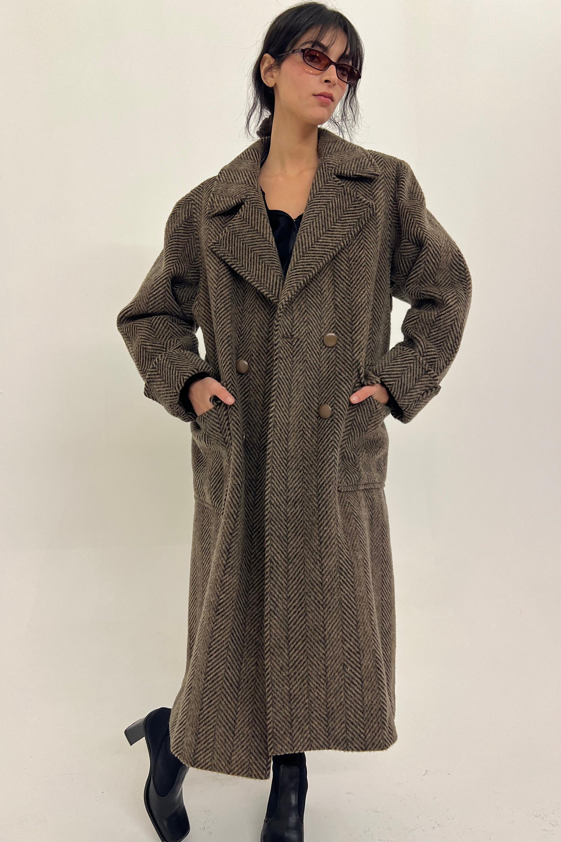 vintage J.S. Claire brown pure wool long coat