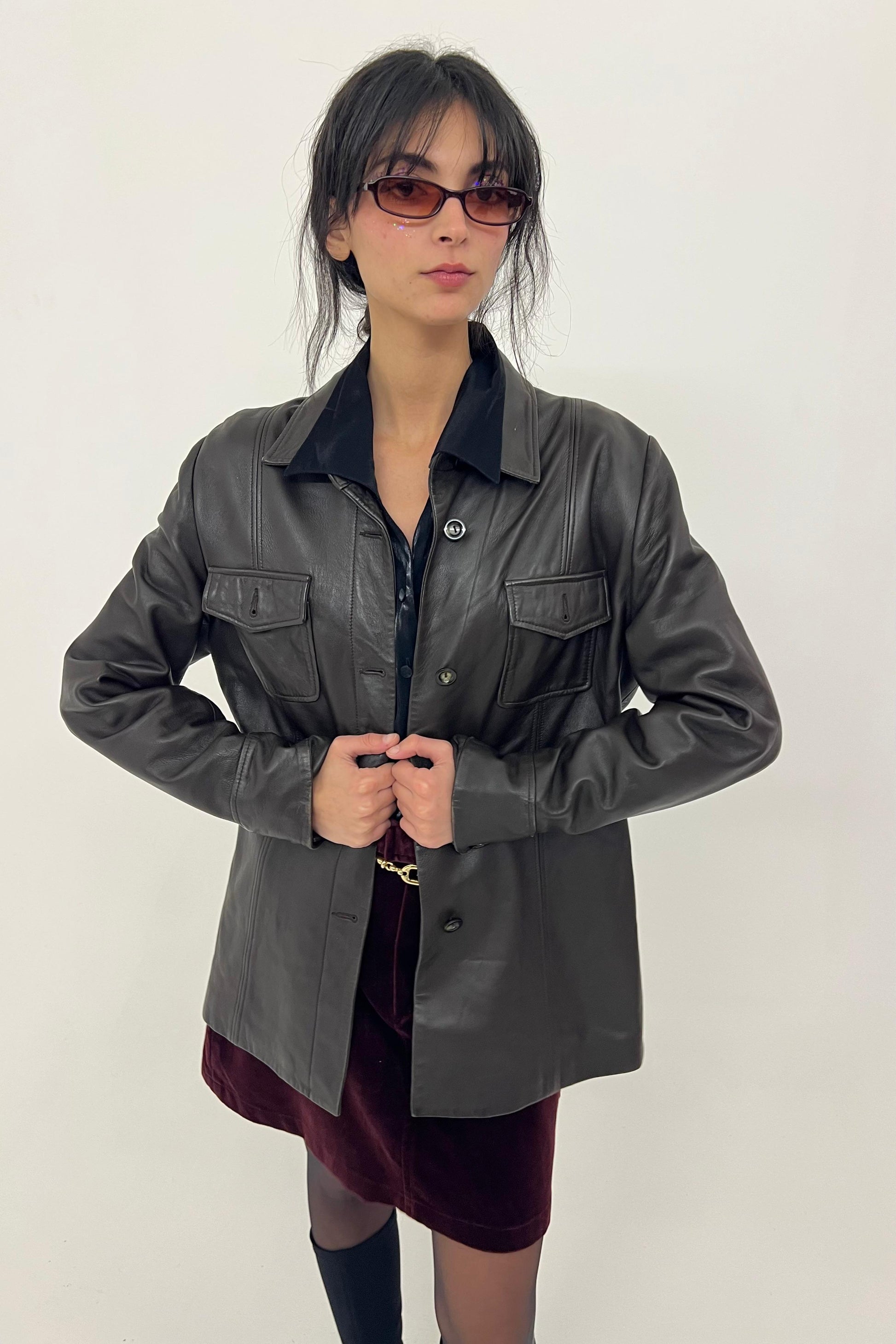 Genuine brown leather jacket