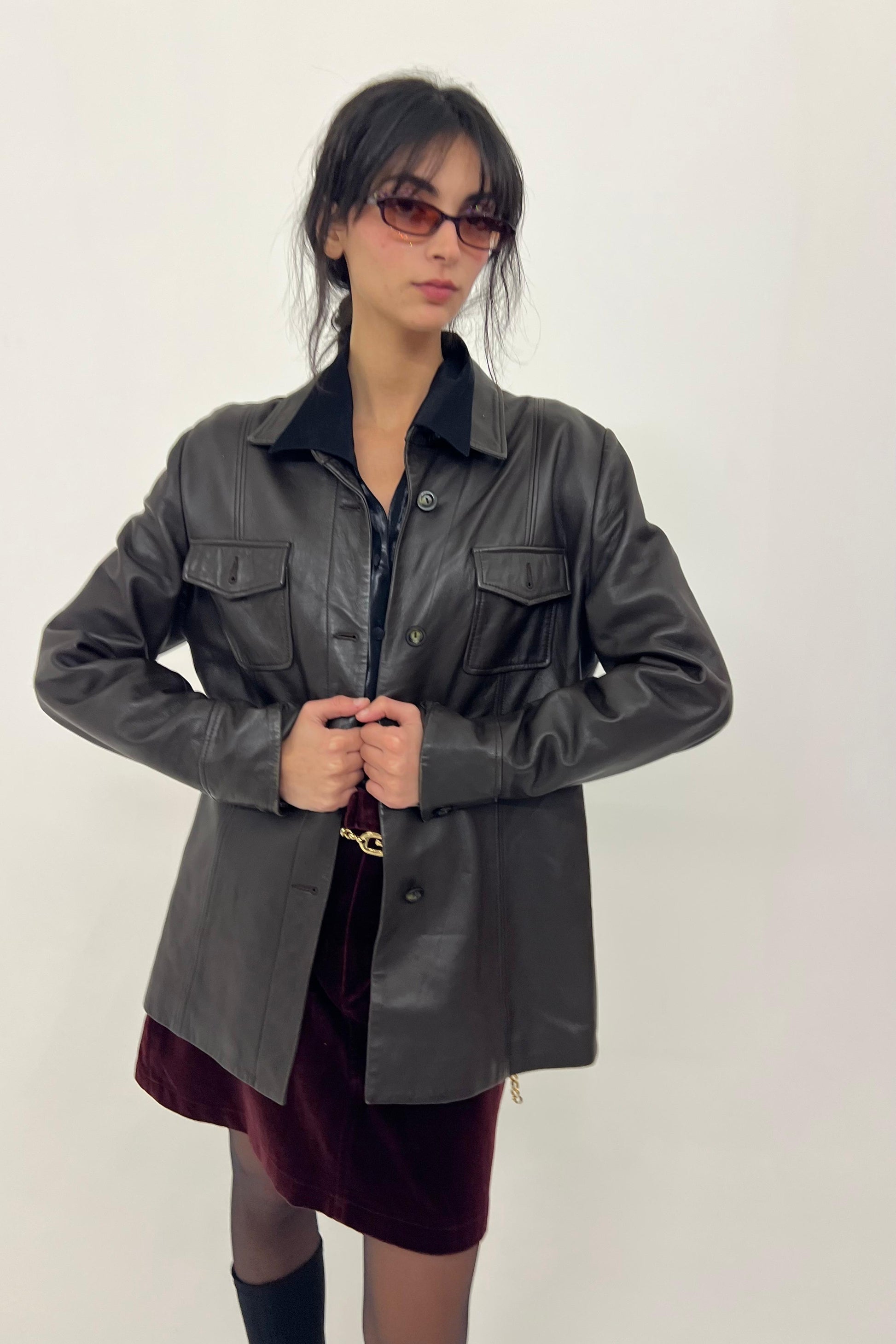 Genuine brown leather jacket