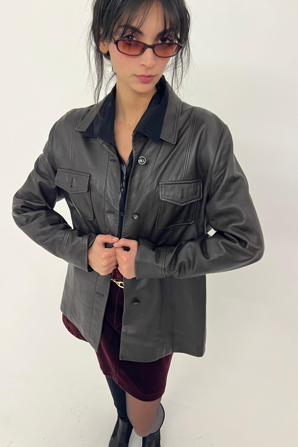 Genuine brown leather jacket