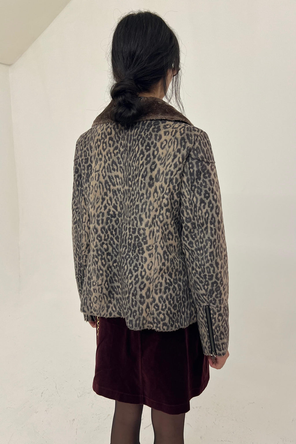 Y2K leopard biker jacket