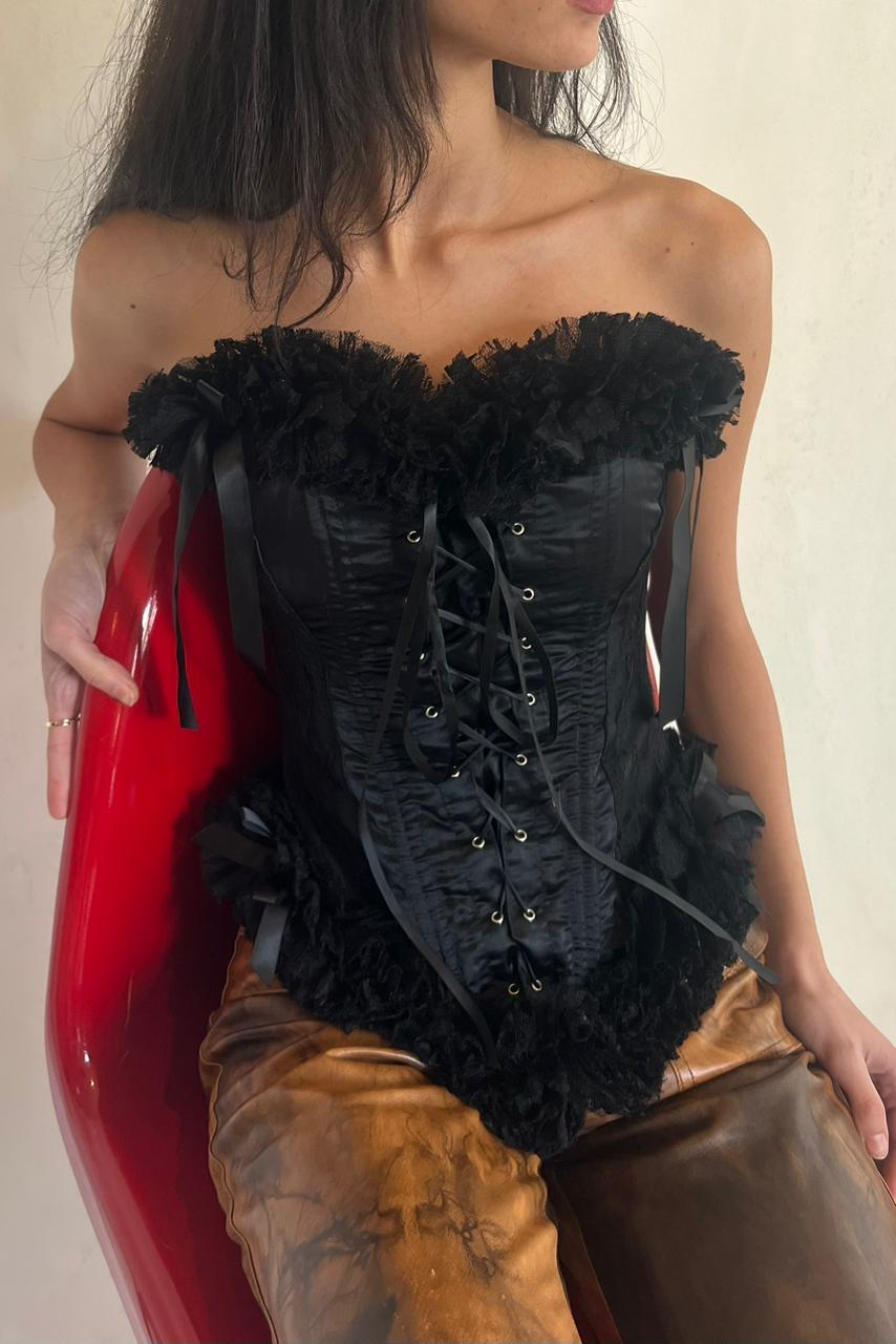 Ruffled black corset