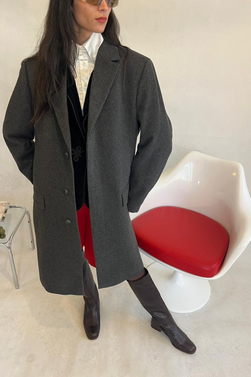 Vintage BOSS wool-cashmere grey coat