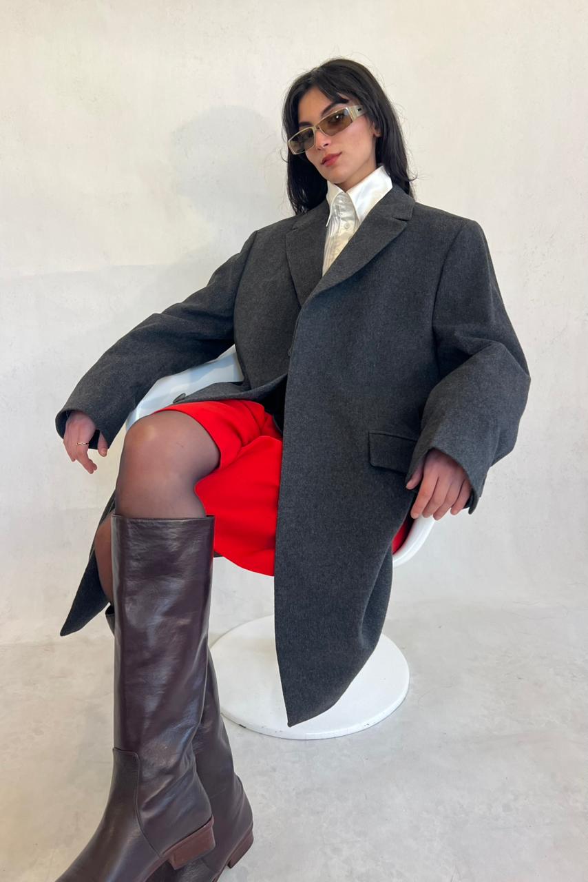 Vintage BOSS wool-cashmere grey coat