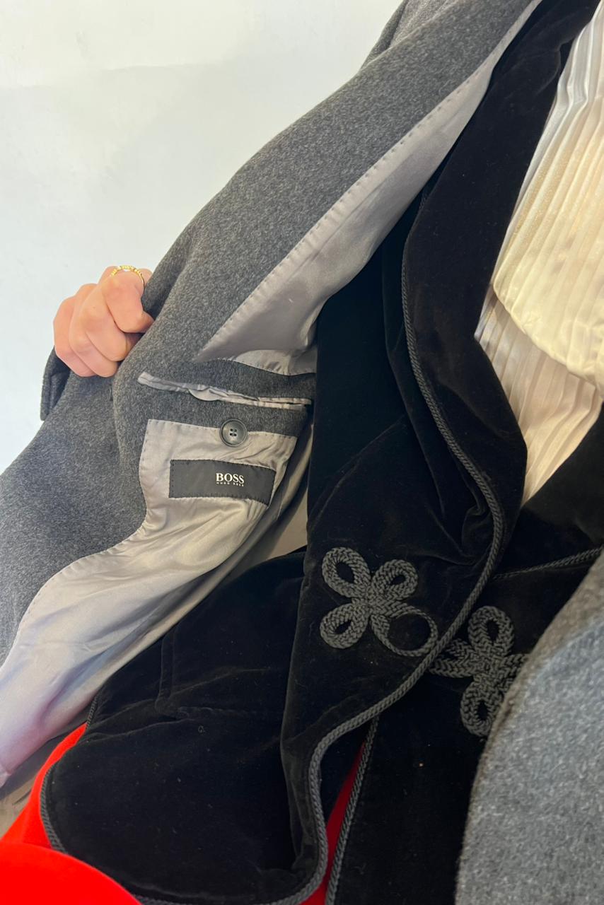 Vintage BOSS wool-cashmere grey coat