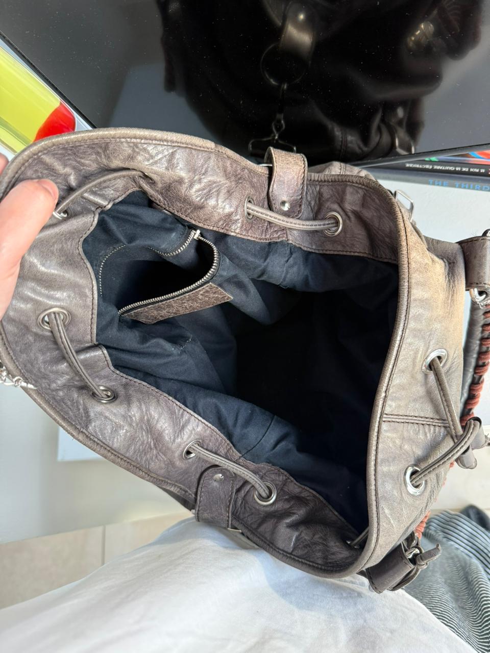 Balenciaga Grey Pompon handbag