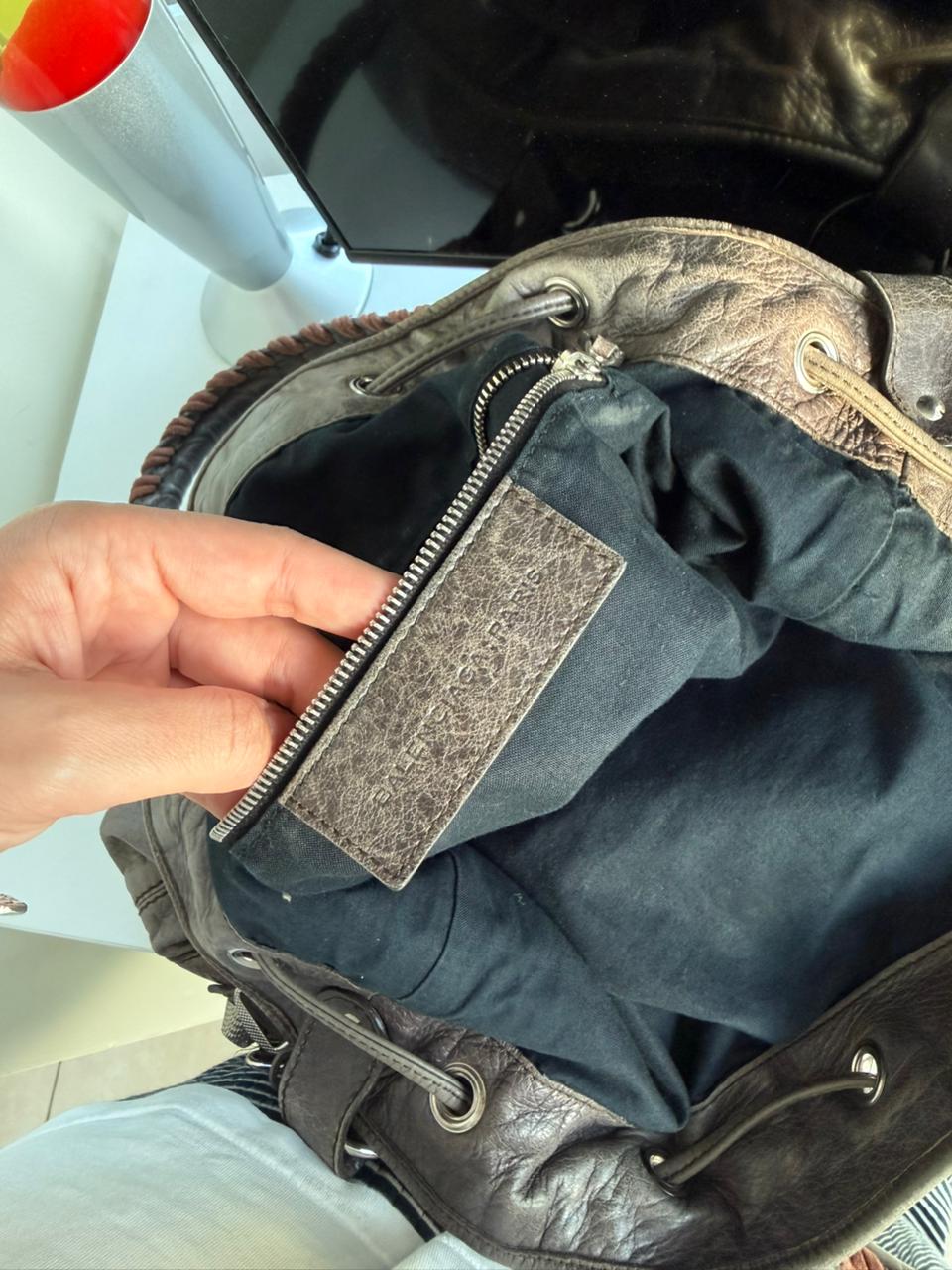 Balenciaga Grey Pompon handbag
