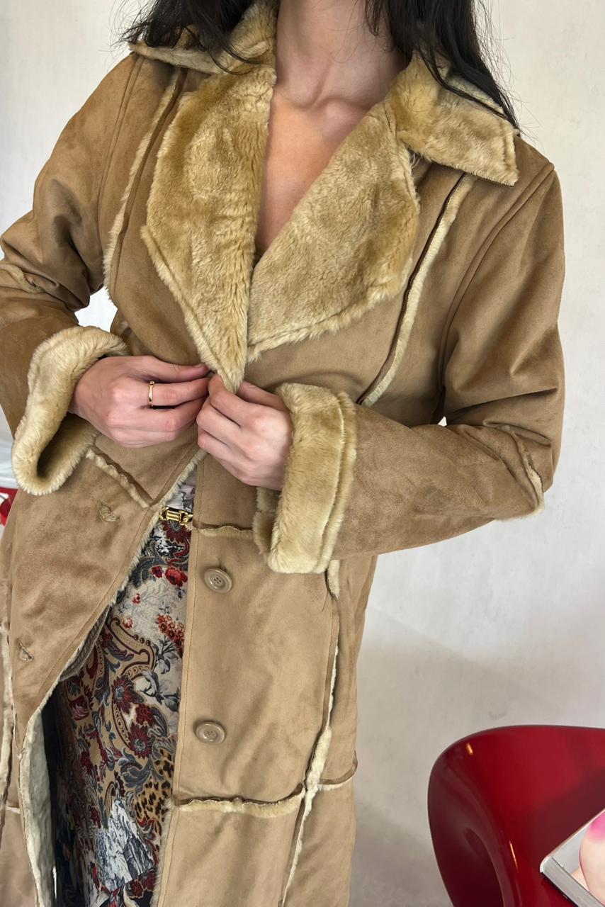 Y2K Sinequanone faux shearling coat in beige