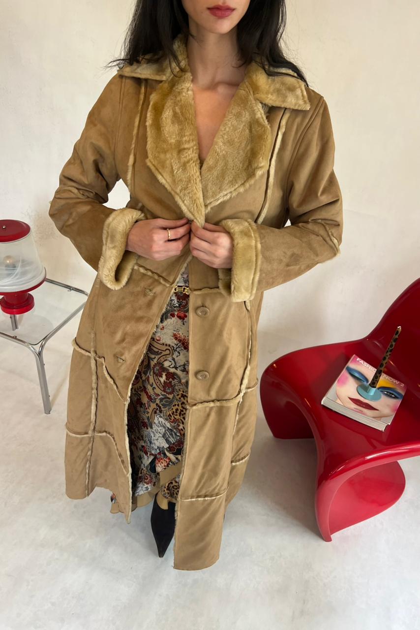 Y2K Sinequanone faux shearling coat in beige