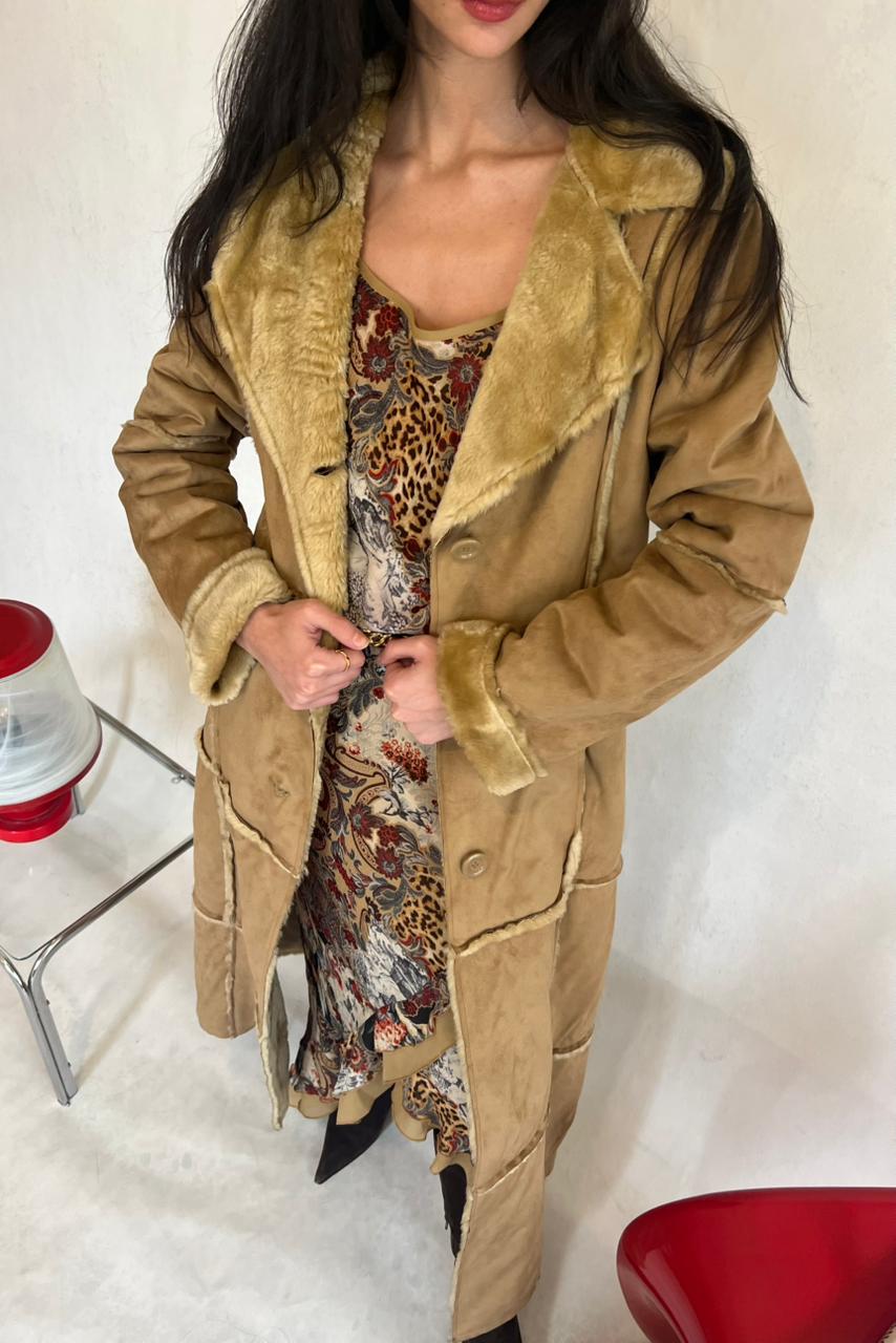 Y2K Sinequanone faux shearling coat in beige
